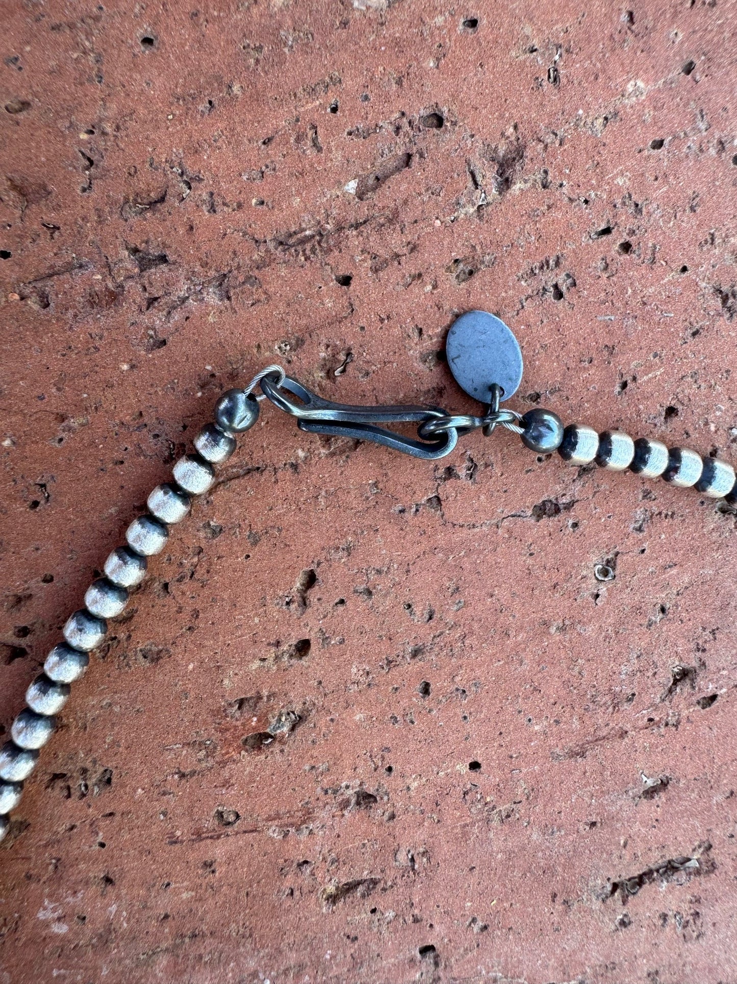 Handcrafted 1 Stone Pink Conch & Sterling Silver 3mm Beaded Necklace