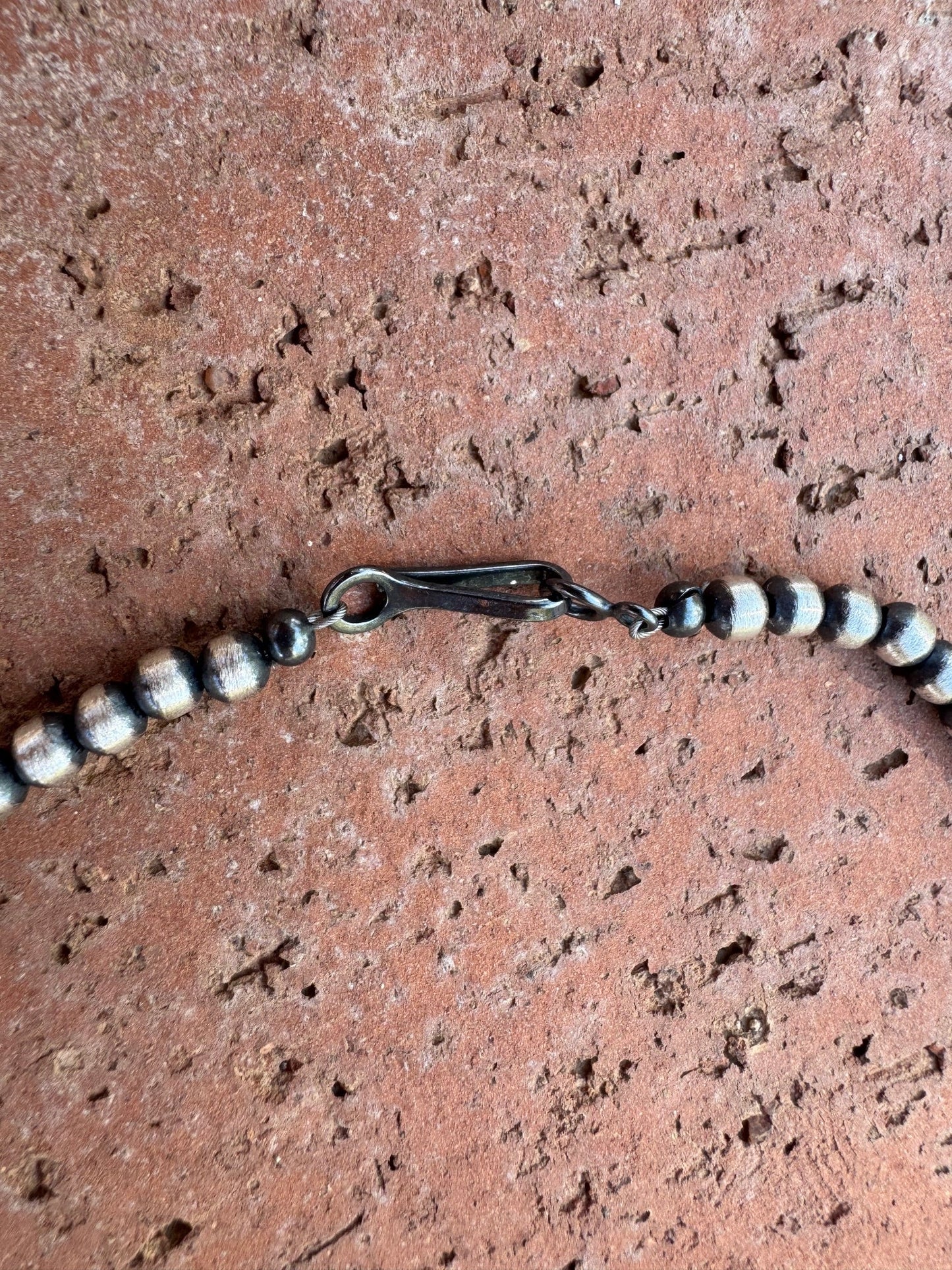 Handcrafted Turquoise & Sterling Silver Pearl 4mm Beaded Necklace 18"