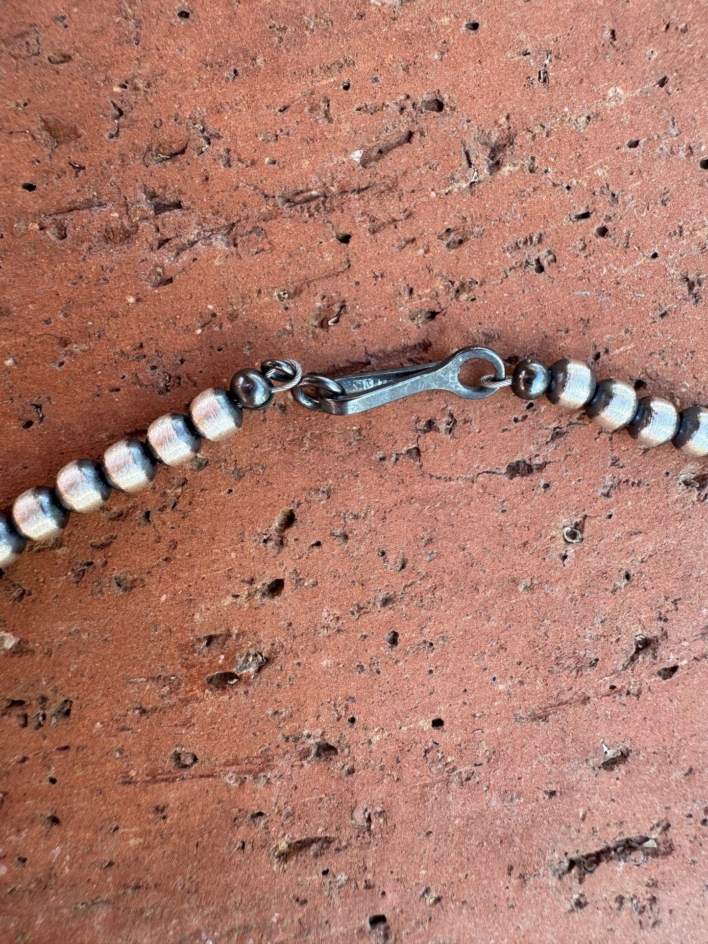 Handcrafted Turquoise & Sterling Silver Pearl 4mm Beaded Necklace 20"