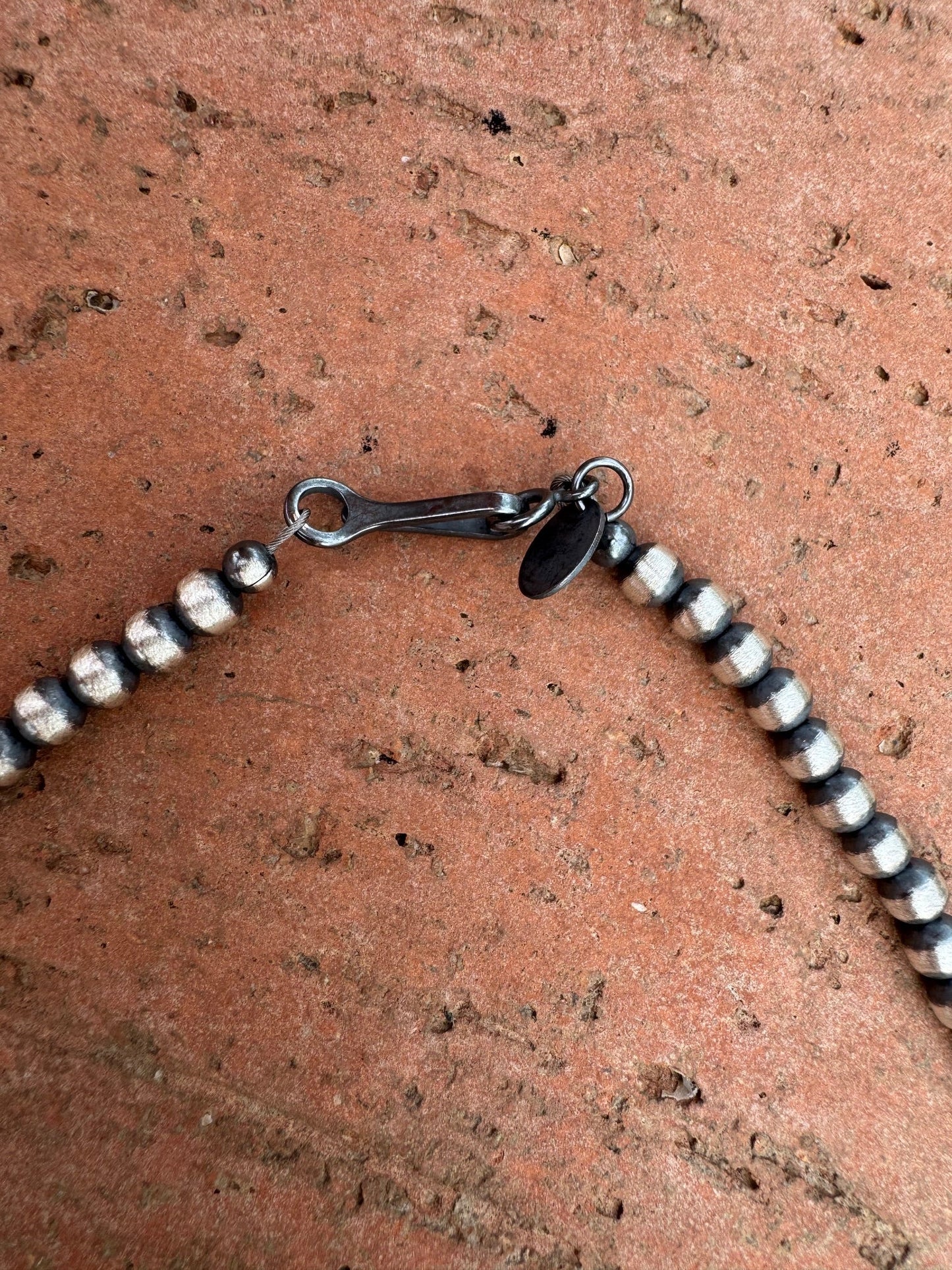 Handcrafted Orange Spiny & Sterling Silver 4mm Beaded Necklace 20"