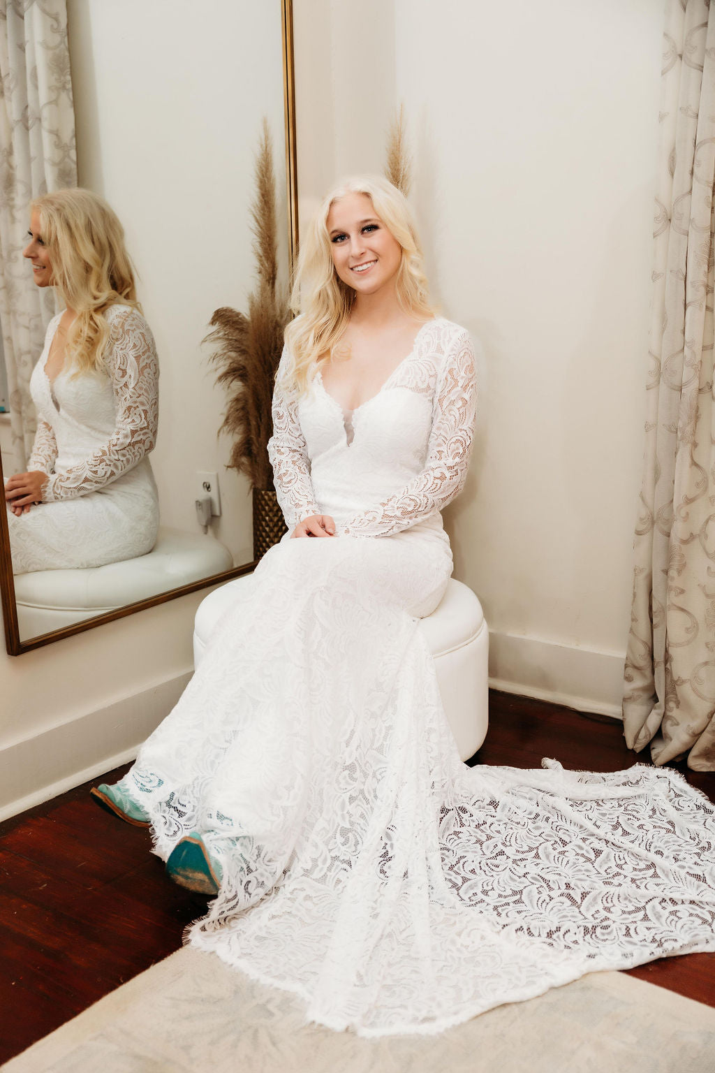 The Cheyenne-Custom Fitted Long Sleeve Lace Wedding Dress