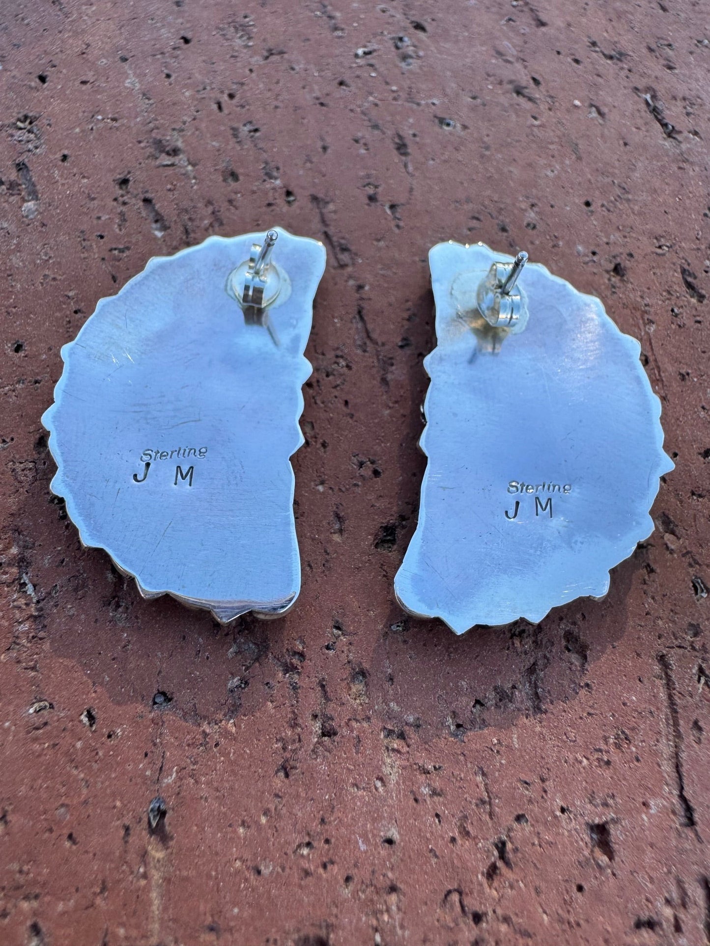Handcrafted Turquoise & Sterling Silver Post Crescent Earrings