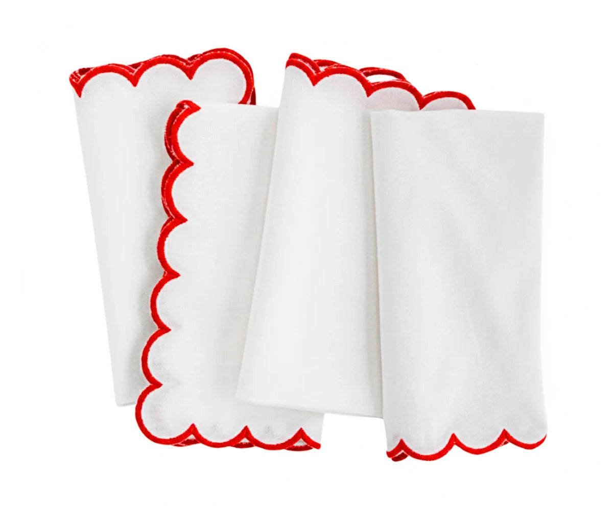 Scalloped Edge Linen Napkins