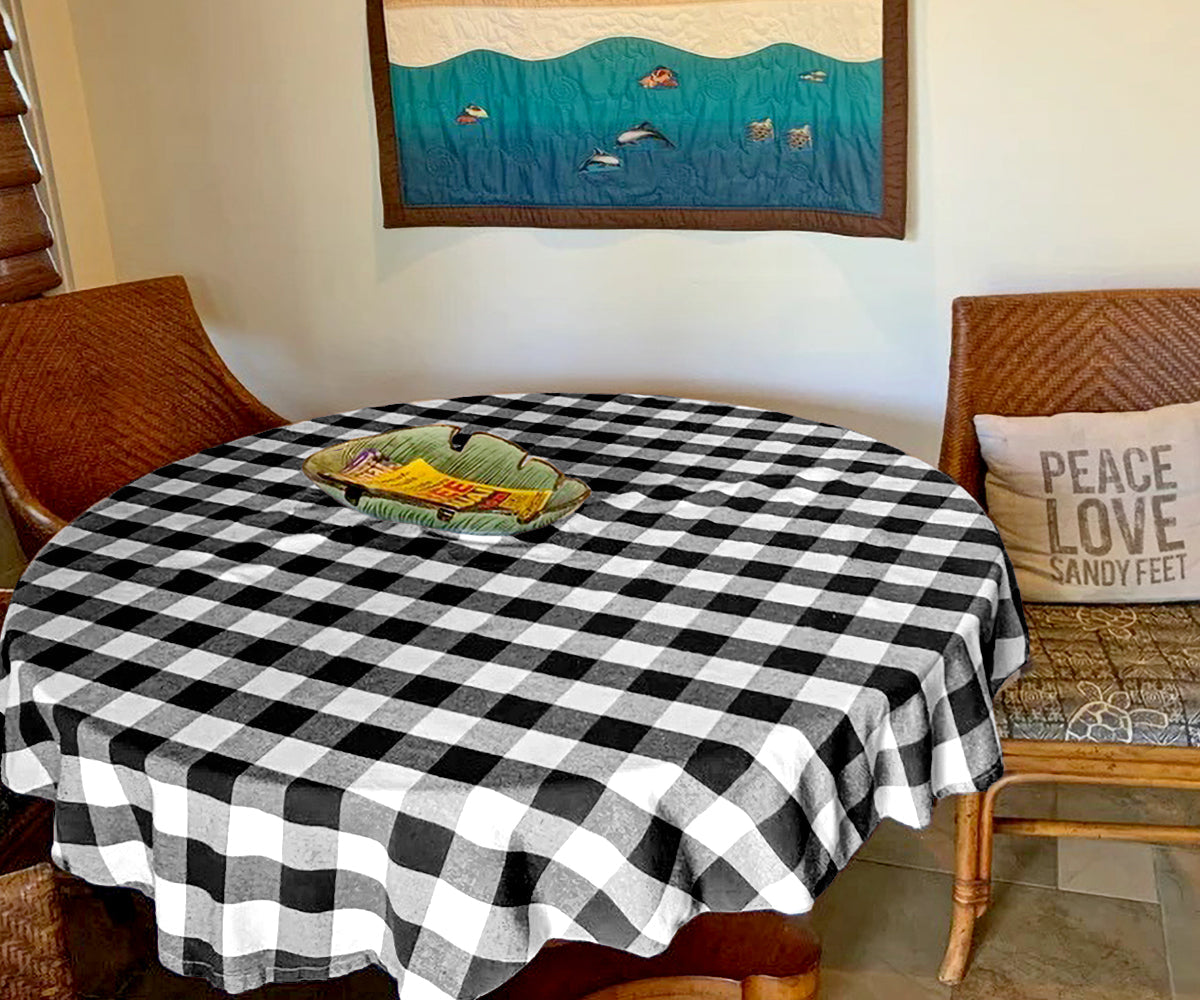 Black Round Tablecloth - Cotton Table Cover