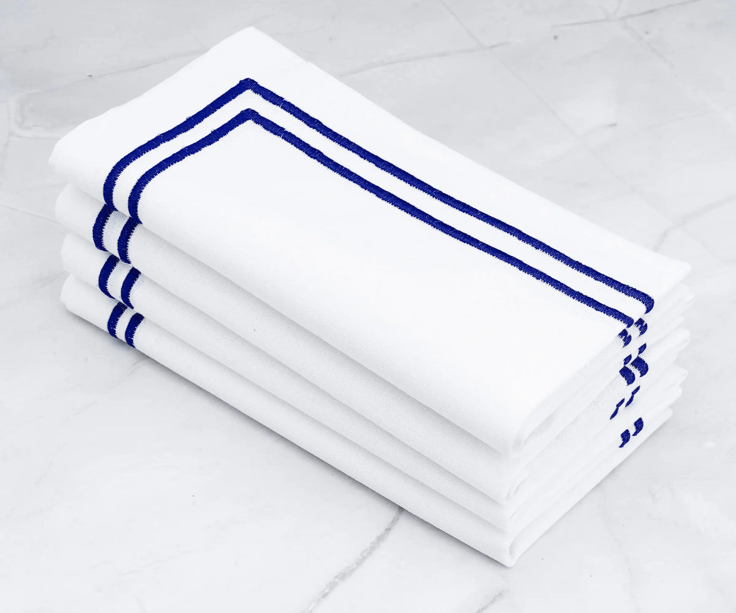 Royal Blue Double Line Embroidery Napkins