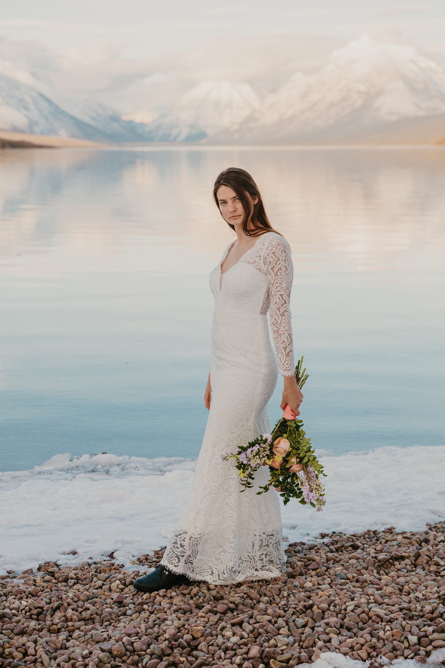 The Cheyenne-Custom Fitted Long Sleeve Lace Wedding Dress