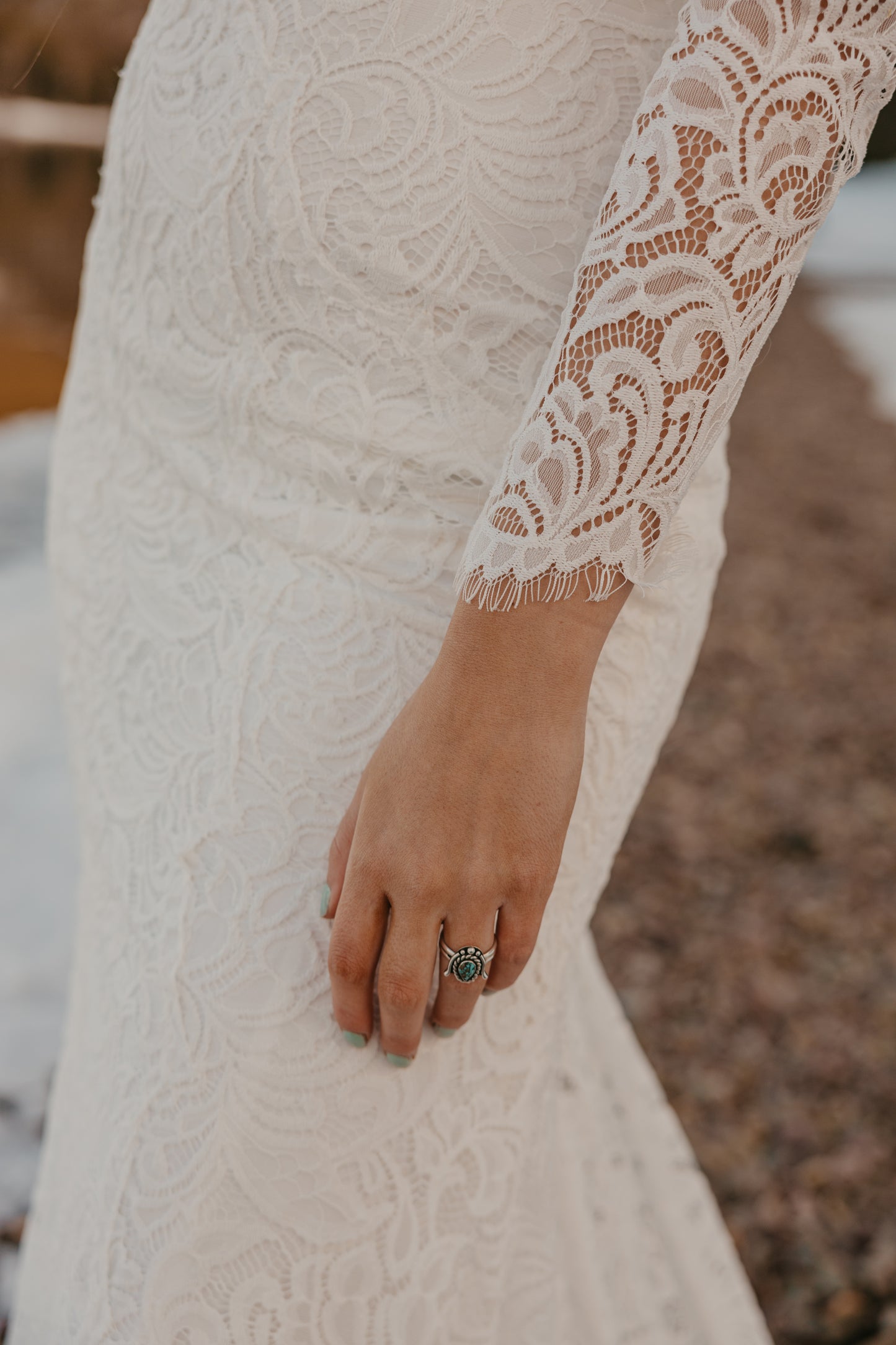 The Cheyenne-Custom Fitted Long Sleeve Lace Wedding Dress