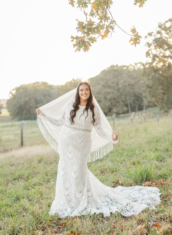 NEW Boho Soft Wedding Veil Ivory or White Bride Bridal Wedding Day Full Fringe Boho Western Fringe Wedding Veil - Etsy main image 2