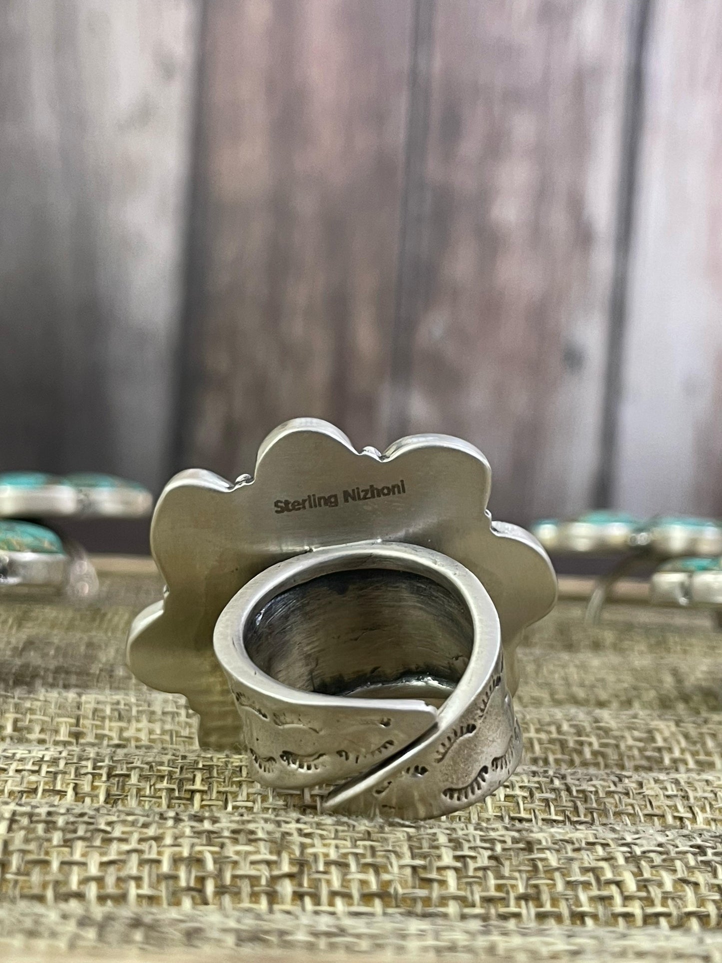 Handmade Sterling Silver HARDY PIT Adjustable Rings, Signed Nizhoni