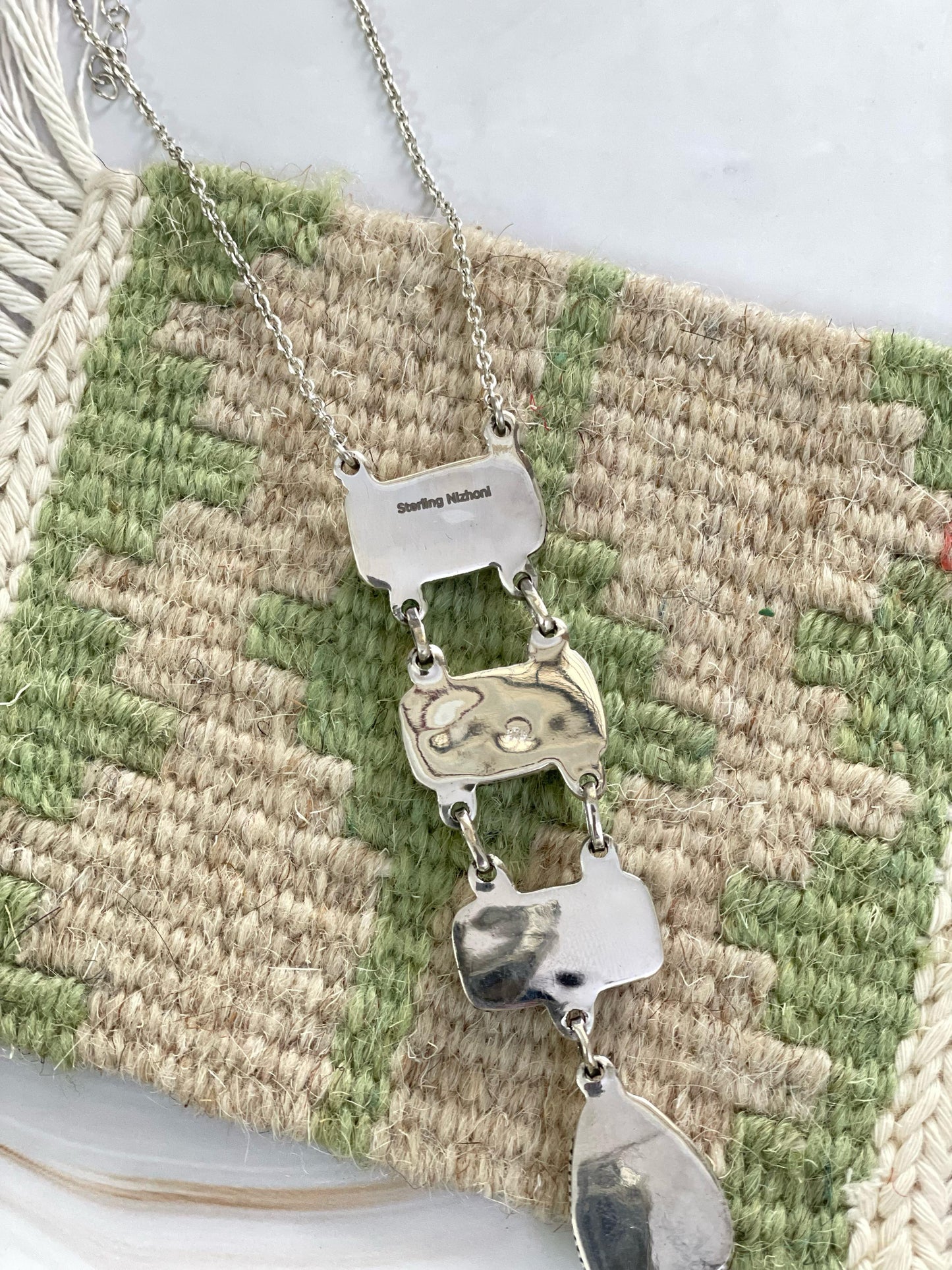Handmade Sterling Silver, Cotton Candy Necklace Signed Nizhoni