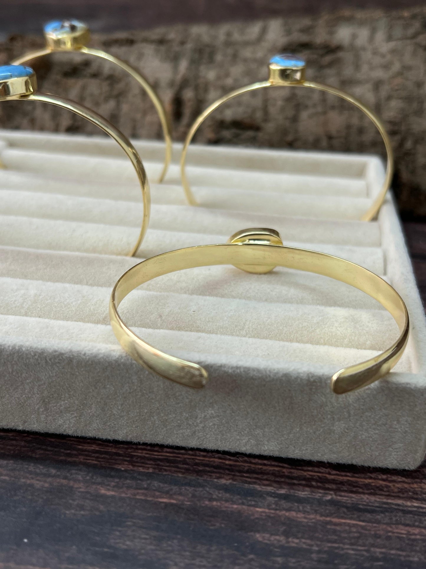“The Golden Collection” Desert Winds Handmade Natural Gold Plated Golden Hills Turquoise Cuff Bracelet