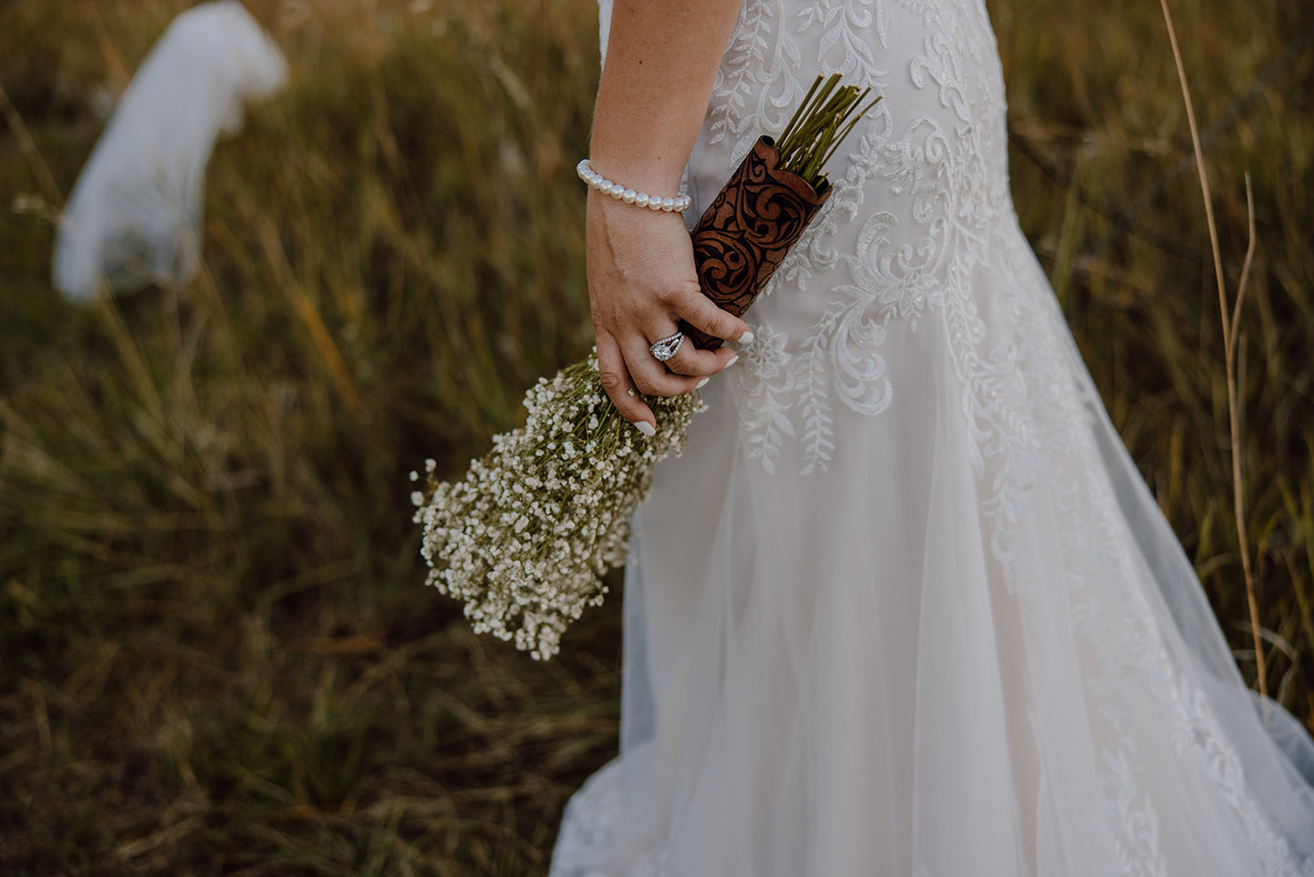 Leather Tooled Bouquet Wrap
