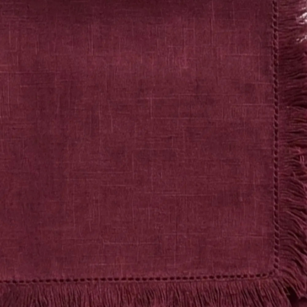 Burgundy Cloth Napkins - Fringe Trim Edge
