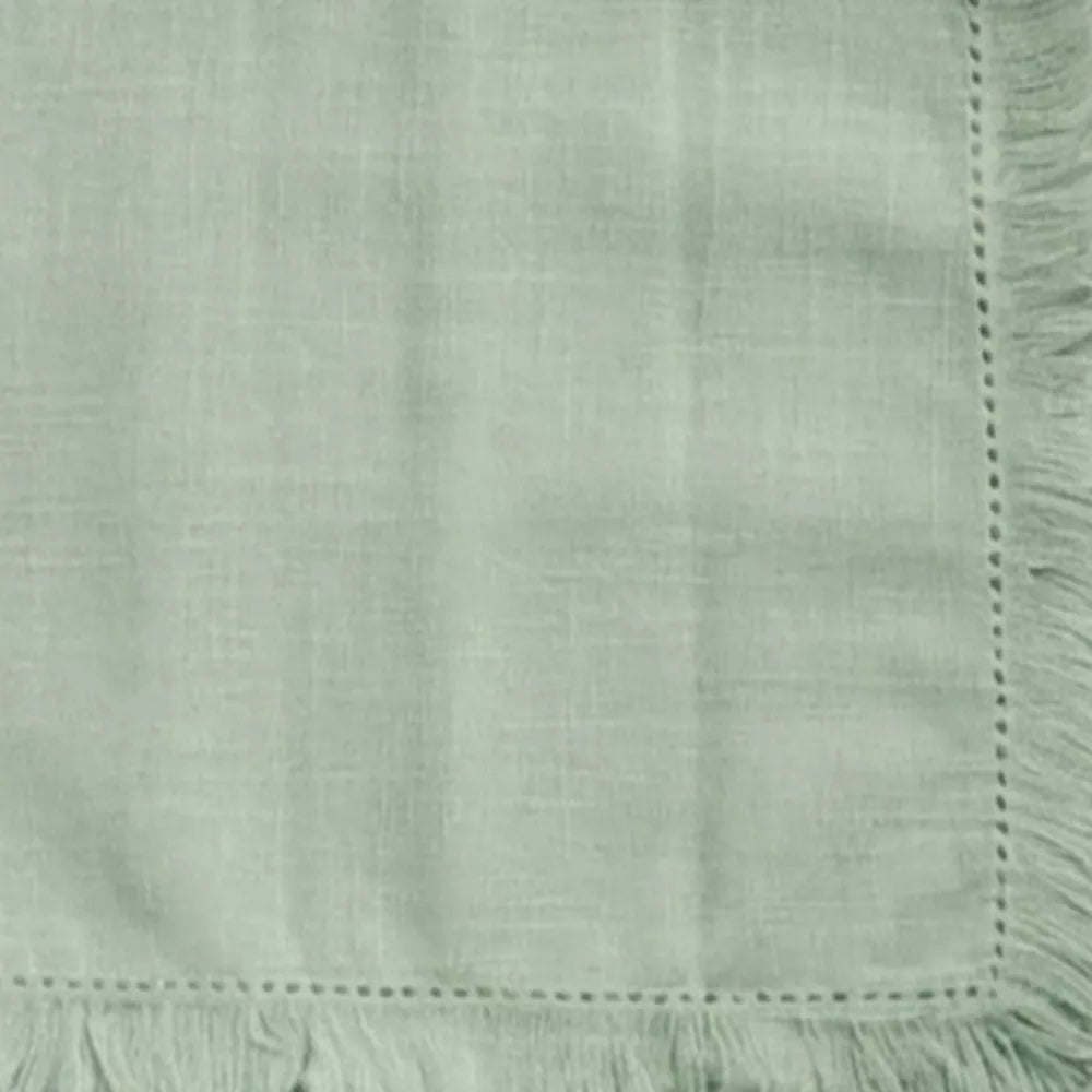 Sage Green Cloth Napkins - Fringe Trimmed