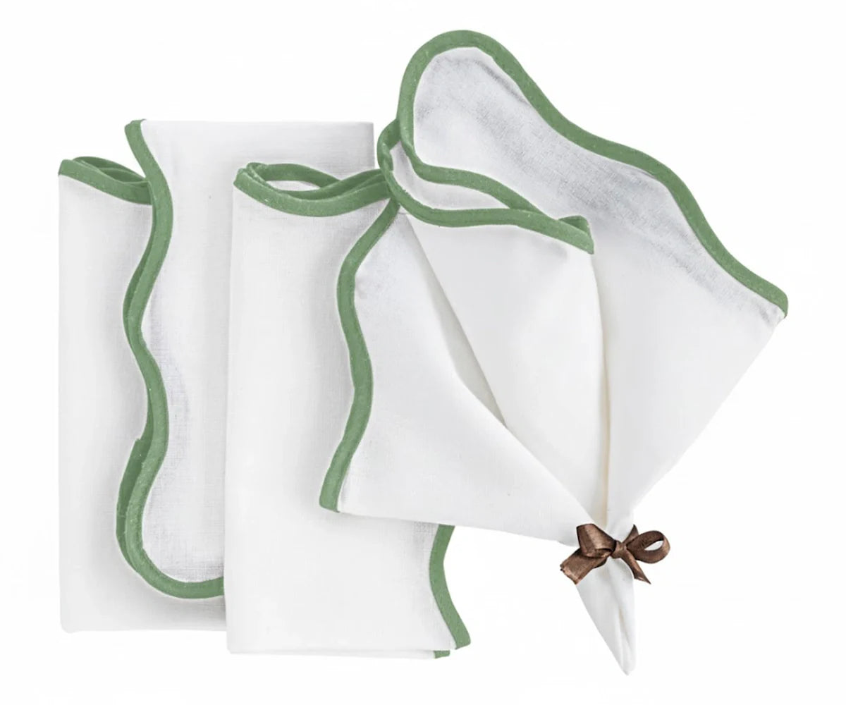 Sage Green Scalloped Edge Napkins