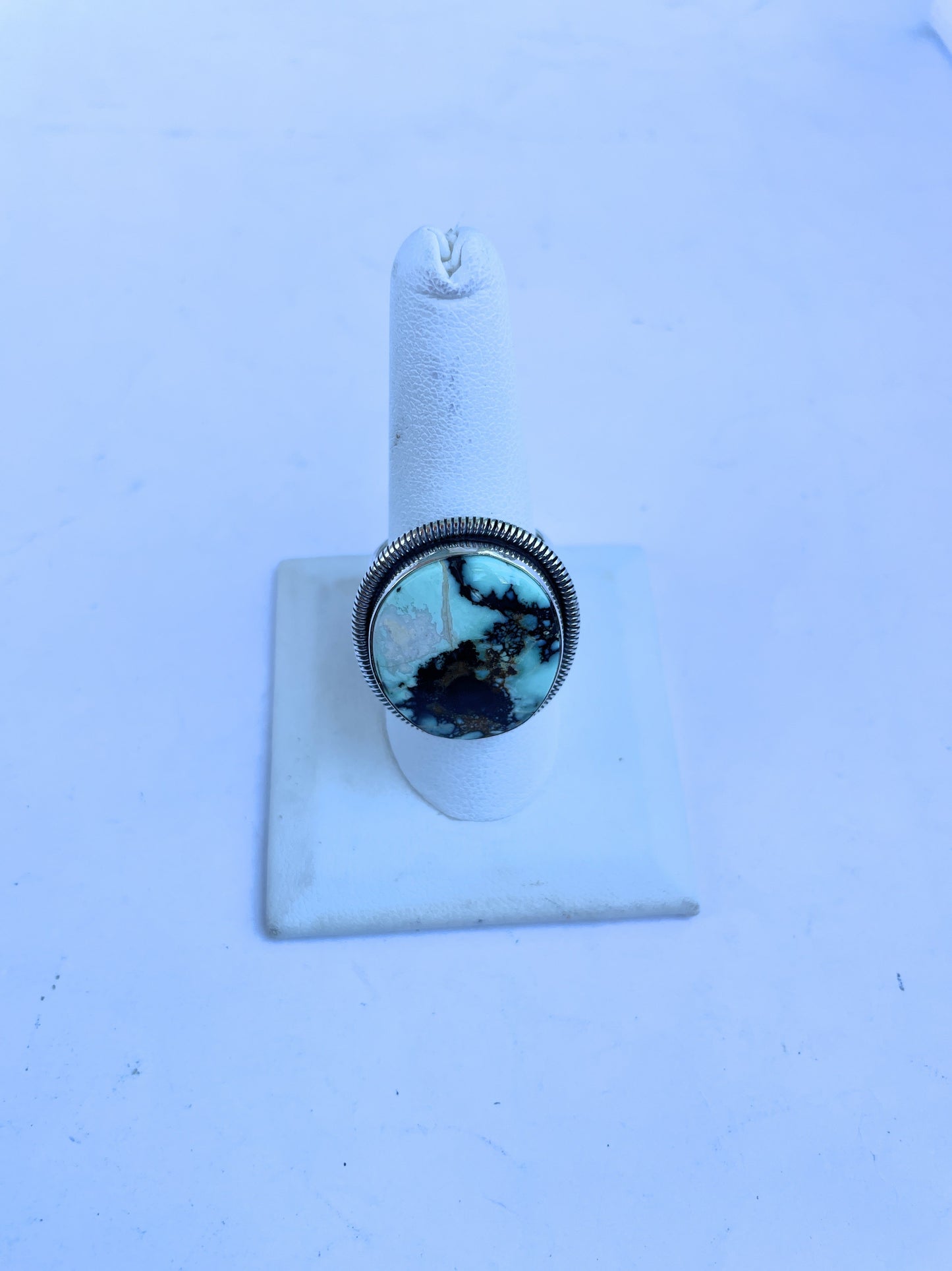 Handcrafted Golden Hills Turquoise And Sterling Silver Adjustable Ring