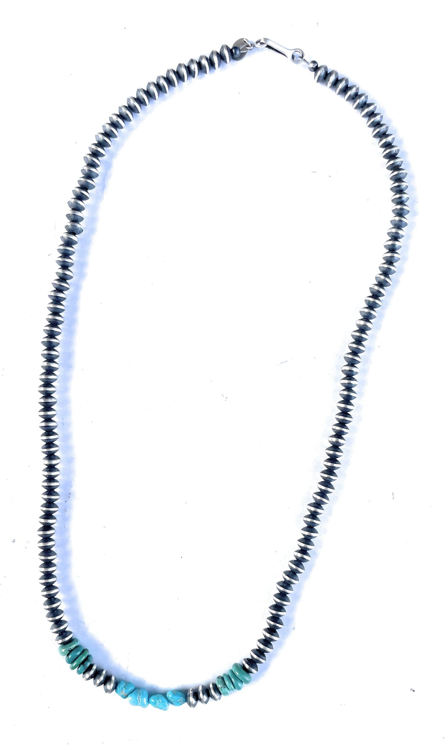 Handcrafted Turquoise And Sterling Silver Beaded Necklace