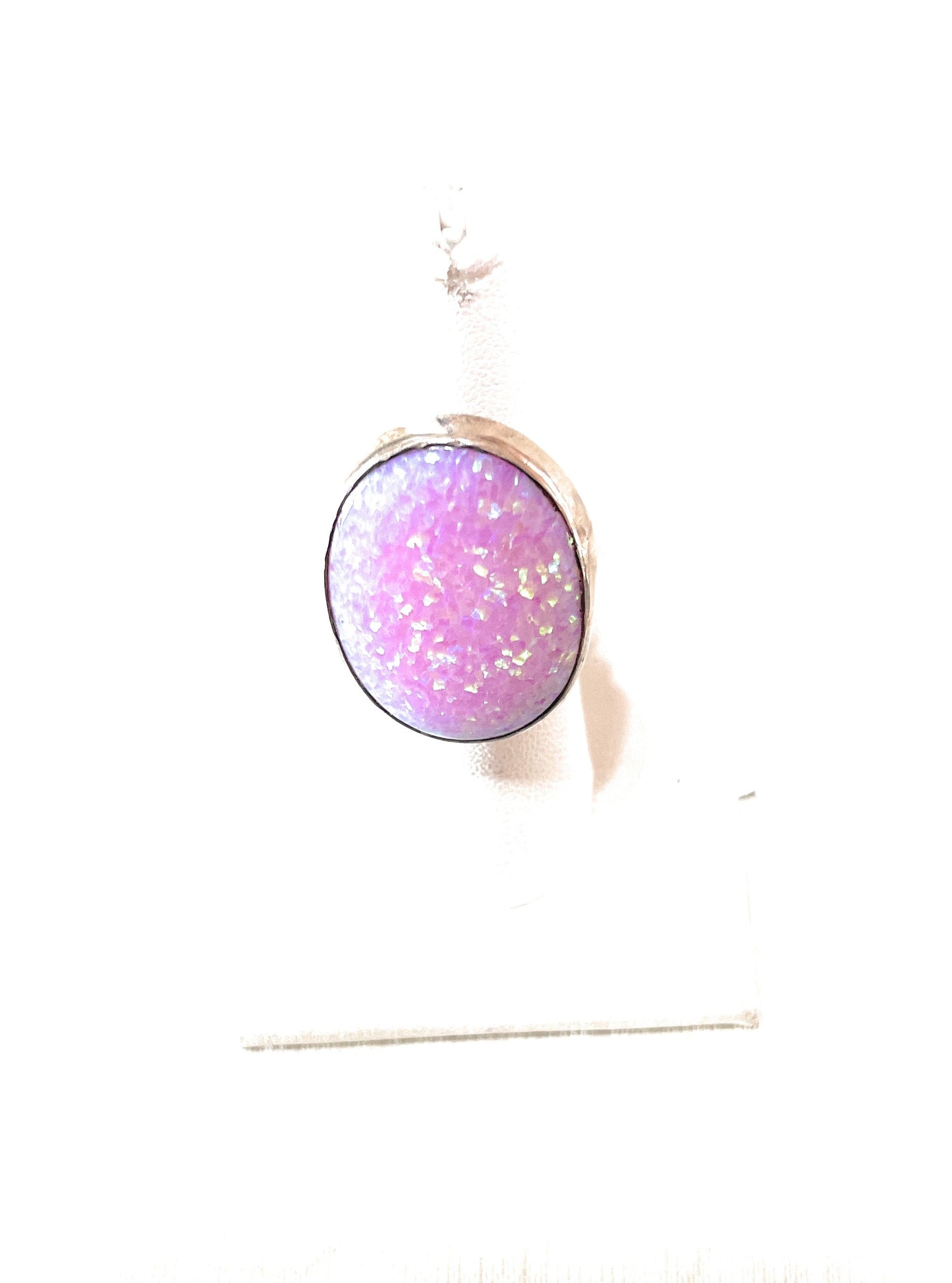 Old Pawn Handcrafted Sterling Silver & Pink Opal Ring Size 6