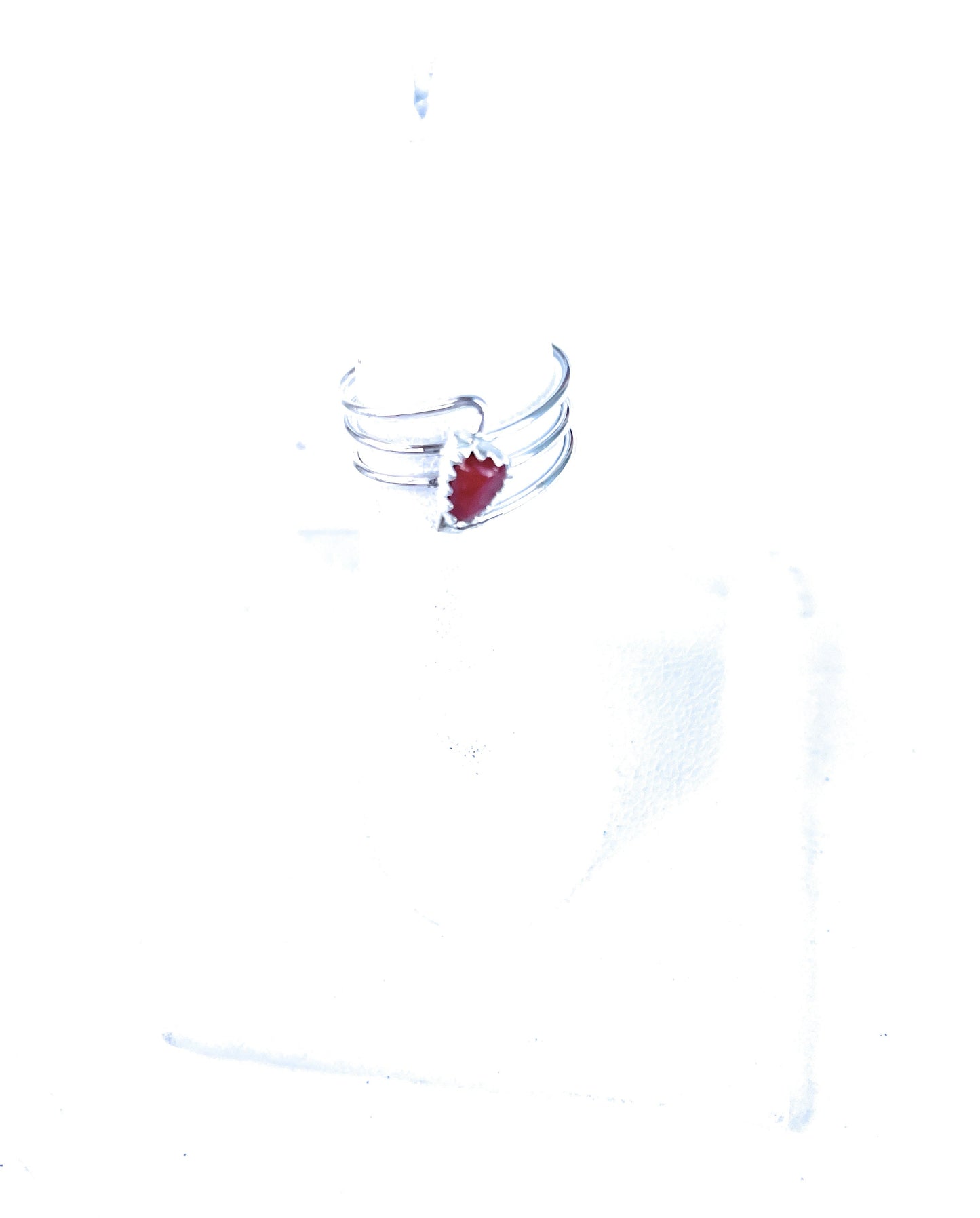 Handcrafted 3 Ring Coral And Sterling Silver Ring