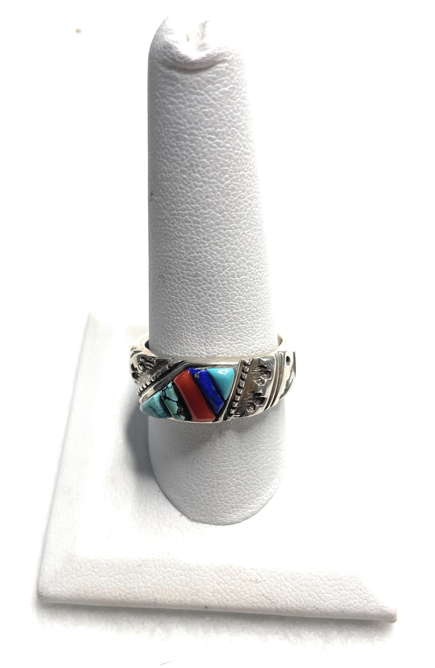Handcrafted Multi-Stone And Sterling Silver Ring Size 10