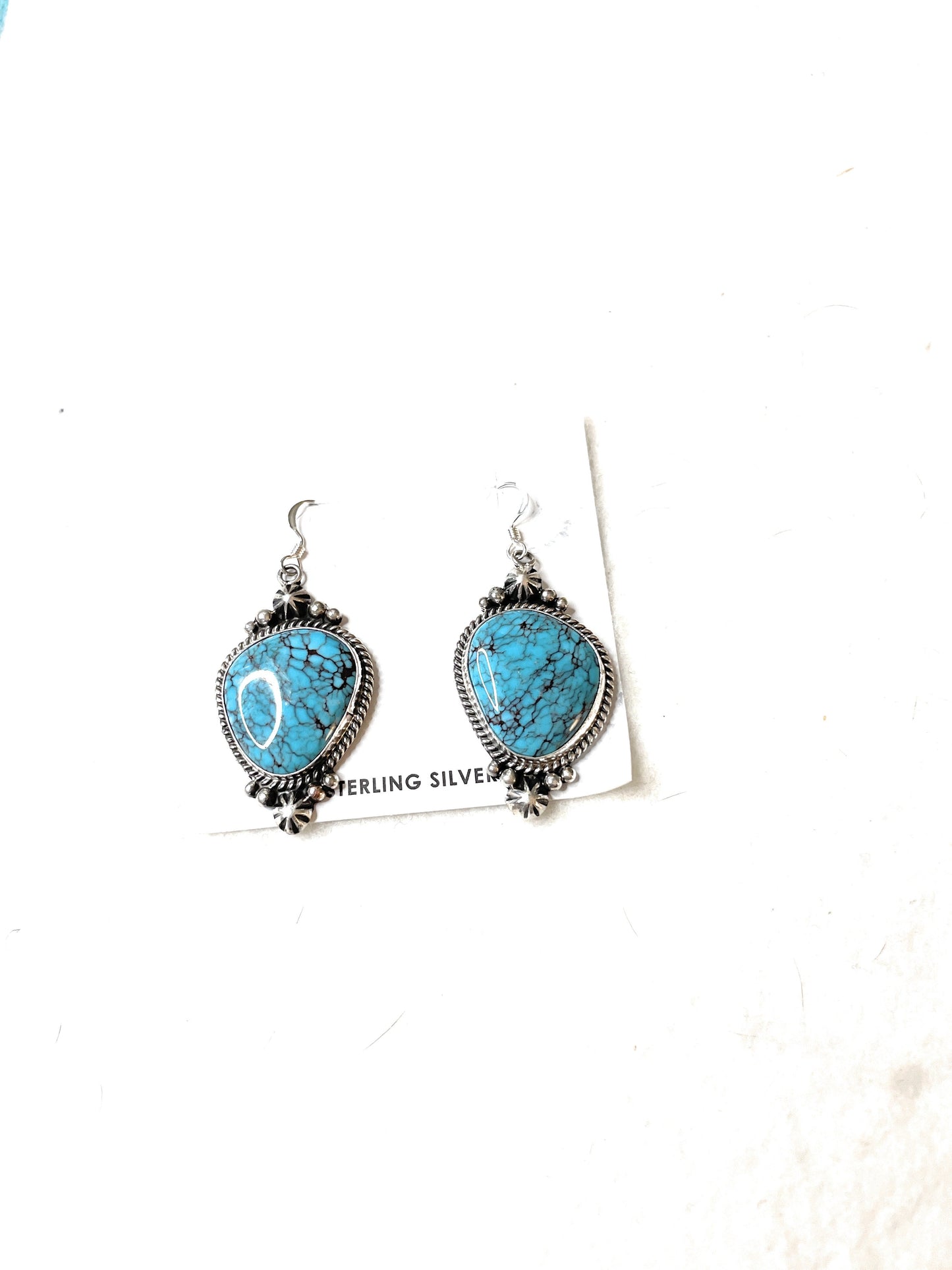 Handcrafted Turquoise And Sterling Silver Dangle Earrings