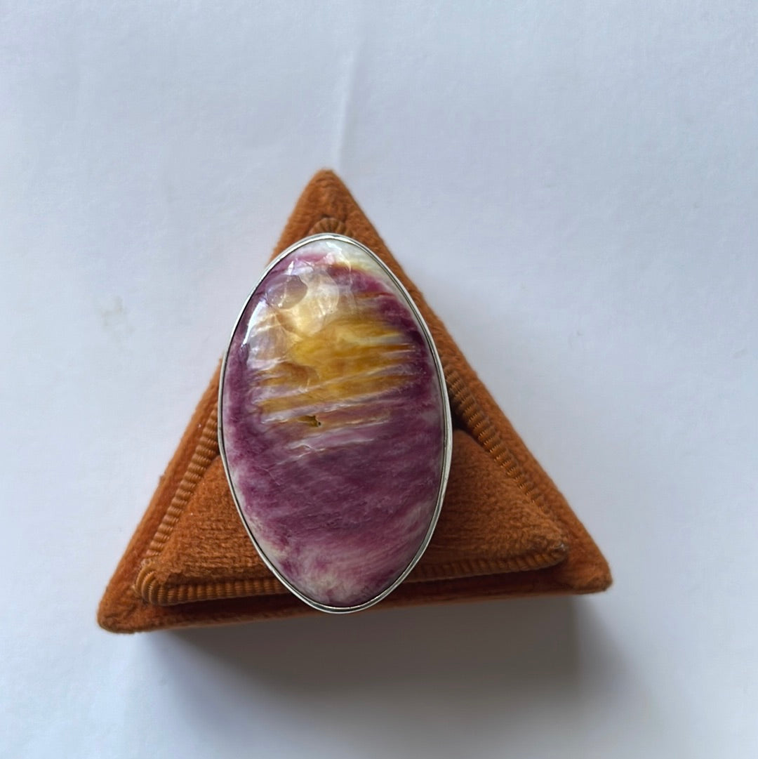 Handcrafted Sterling Silver & Purple Spiny Ring Size 7.5