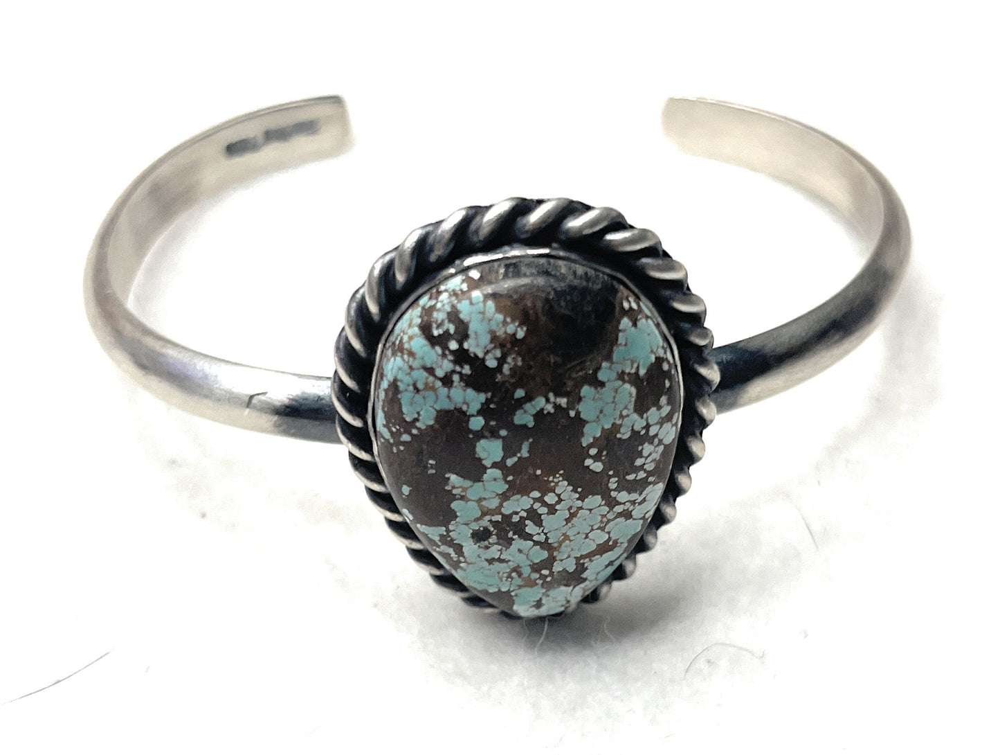 Handcrafted Turquoise & Sterling Silver Cuff Bracelet Signed