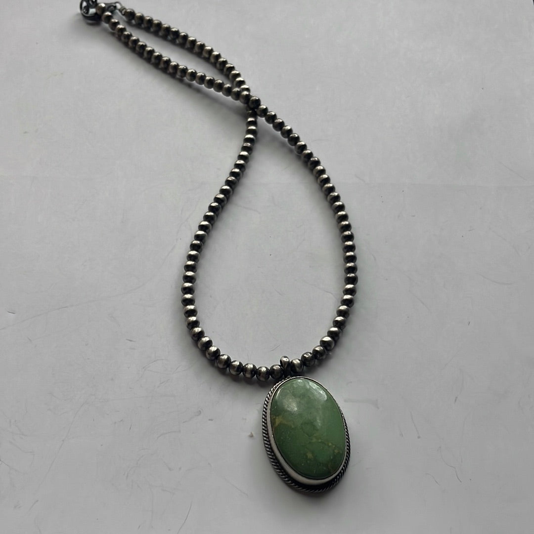 Handcrafted Sterling Silver & Turquoise Necklace Signed