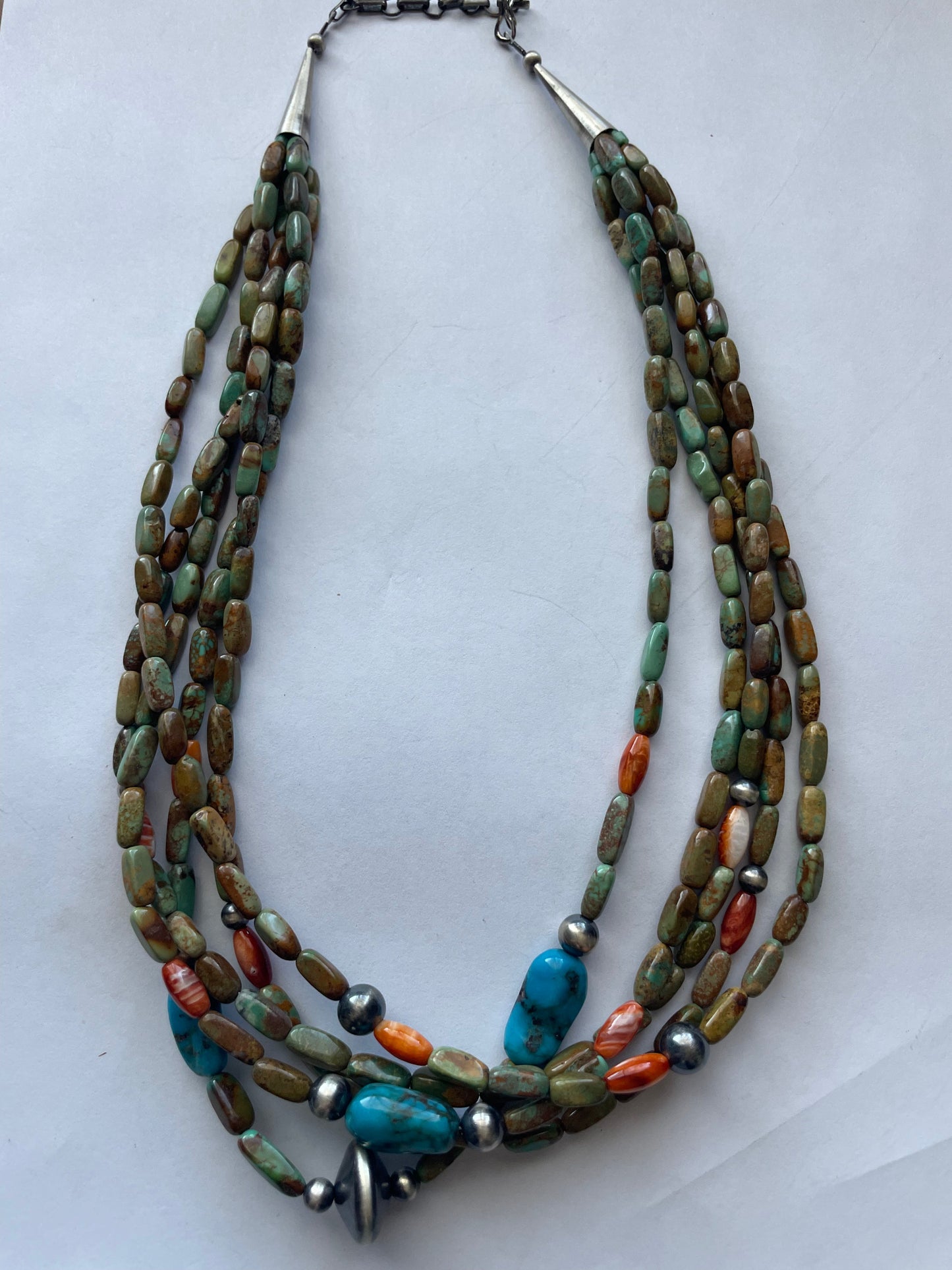 Handcrafted Multi Stone & Sterling Silver 5 Strand Beaded Necklace