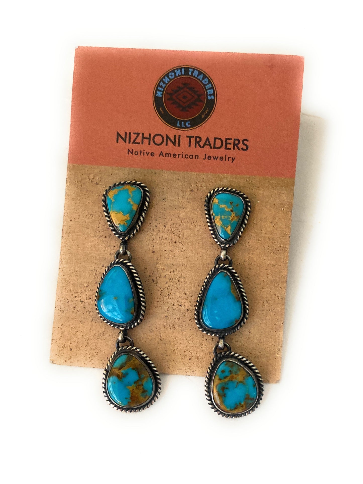 Handcrafted Sterling Silver & Kingman Turquoise Dangle Earrings