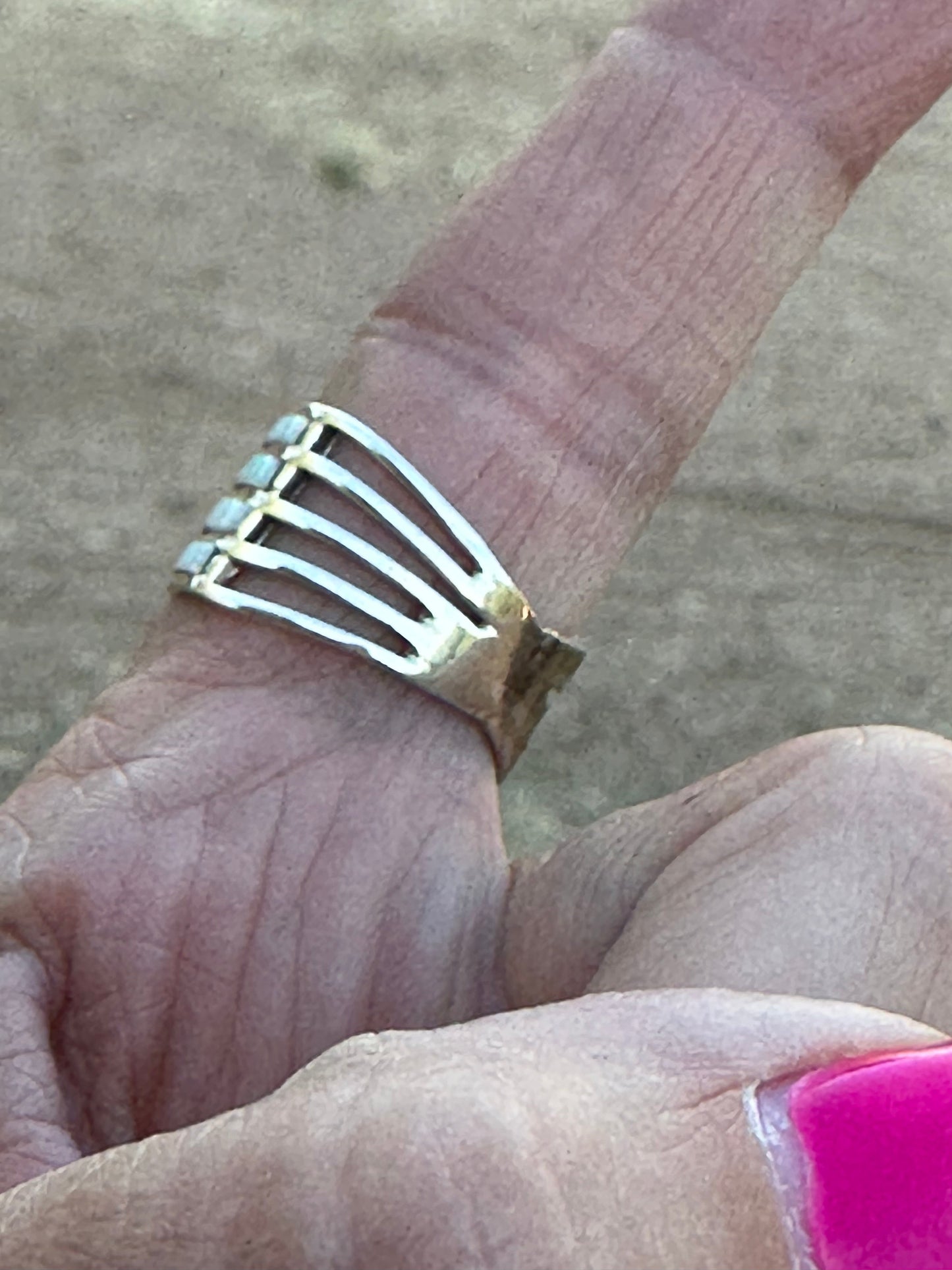 Handcrafted Sterling Silver White Opal 4 Row Rings