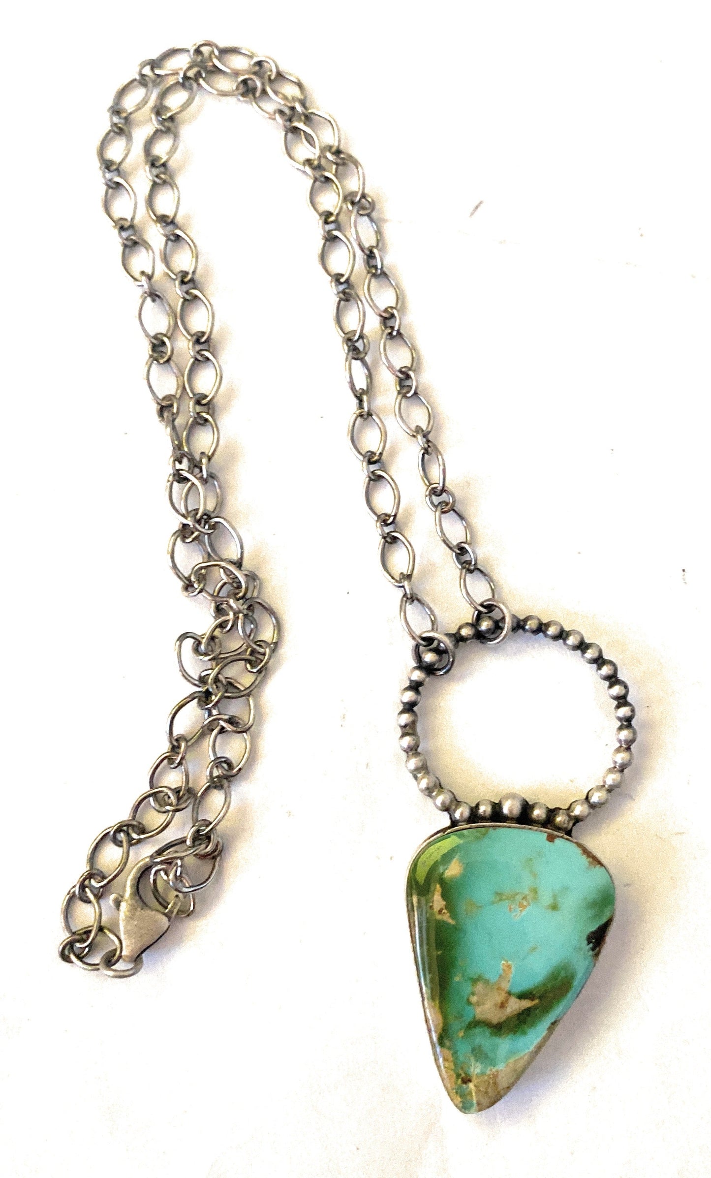 Handcrafted Sterling Silver & Sonoran Mountain Turquoise Necklace Signed