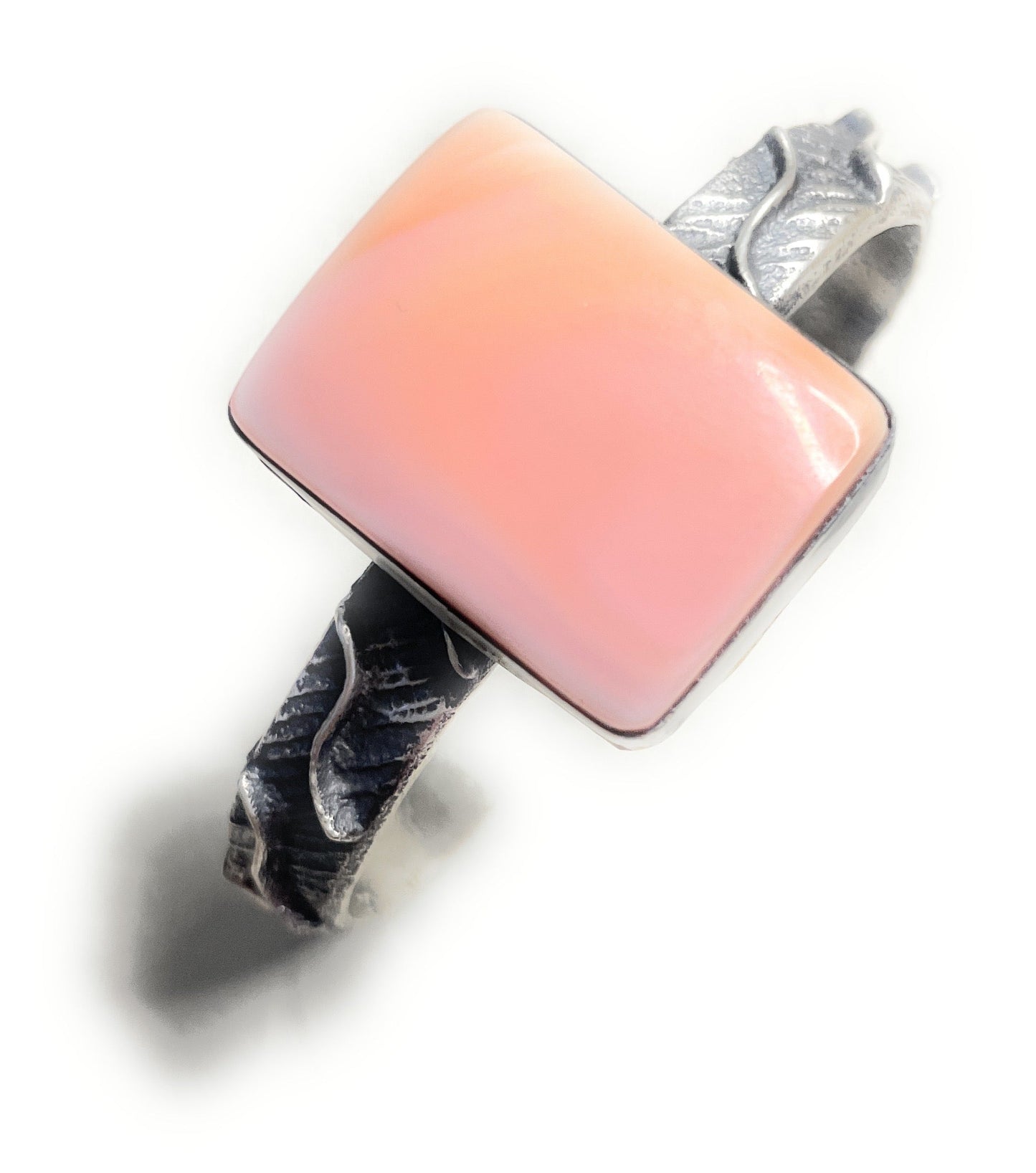 Handcrafted Pink Conch & Tufa Cast Cuff Bracelet Signed