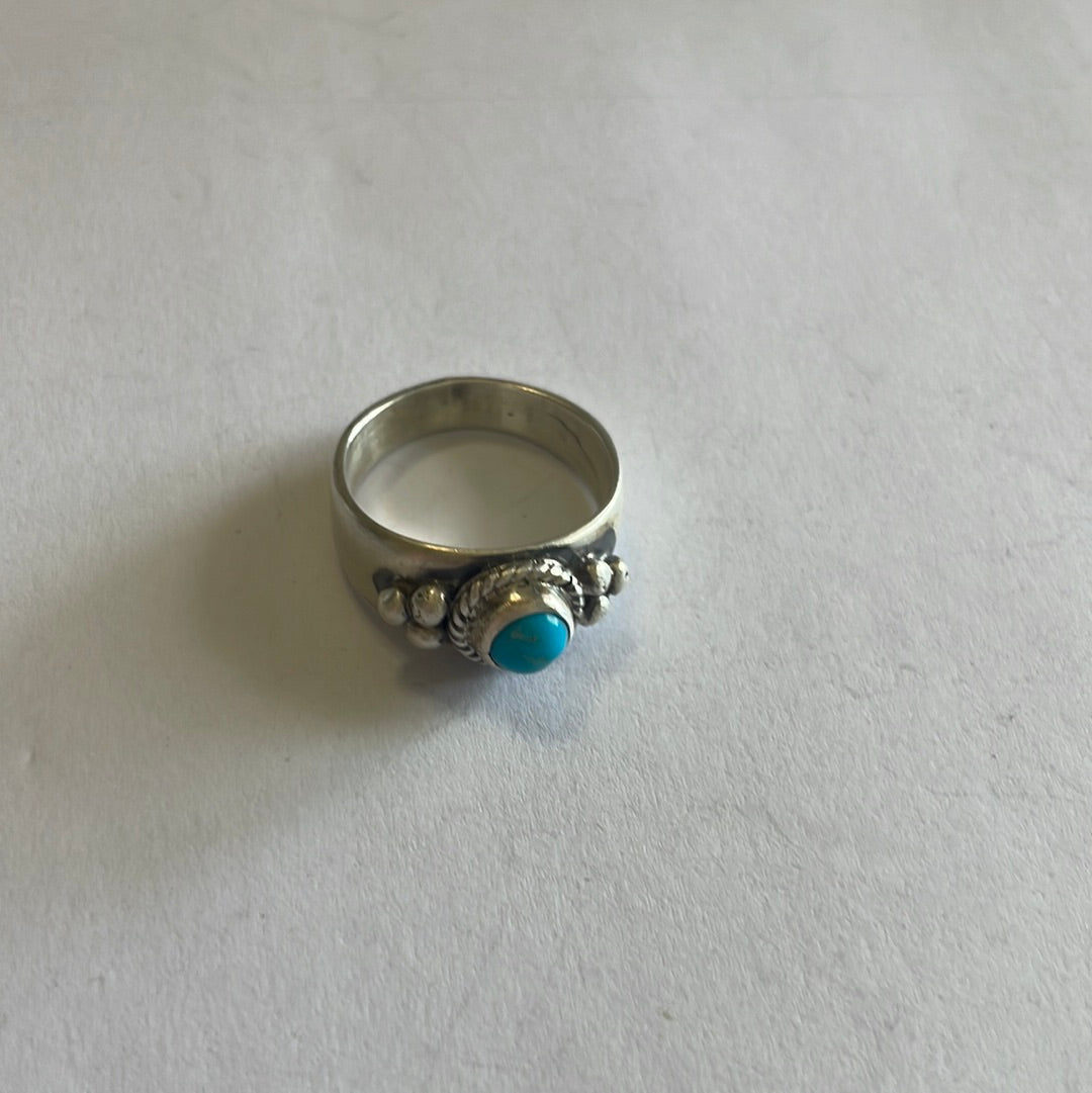 Handcrafted Sterling Silver Kingman Turquoise Band Ring
