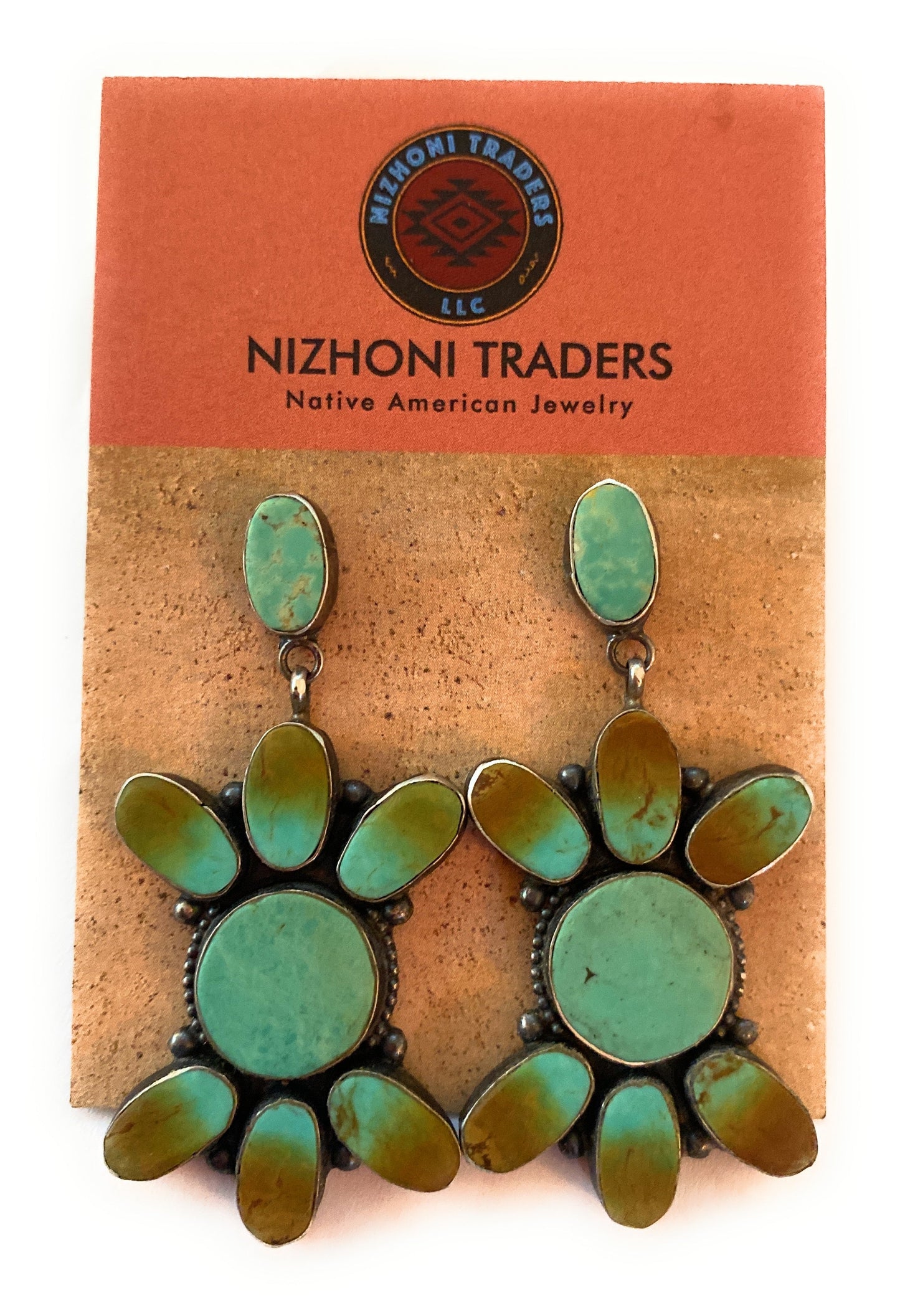 Handcrafted Jacqueline Silver Royston Turquoise & Sterling Silver Dangle Earrings