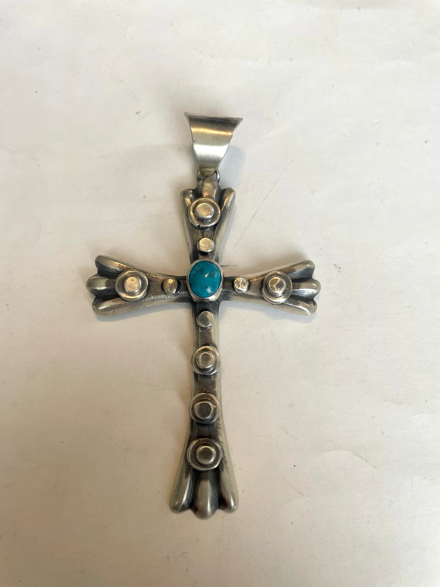 Handcrafted Sterling Silver & Turquoise Cross Pendant