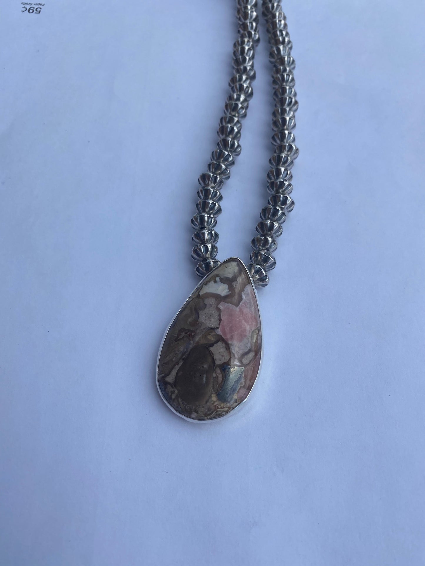 Handcrafted Rhodonite & Sterling Silver Beaded Necklace
