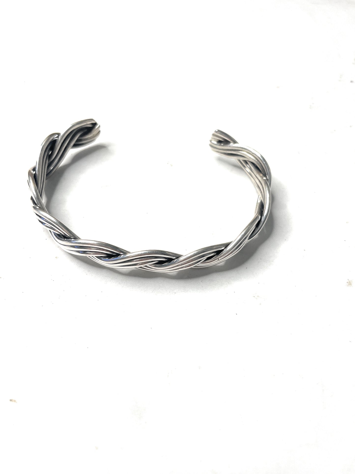 Handcrafted Sterling Silver Twisted Rope Adjustable Bracelet Cuff