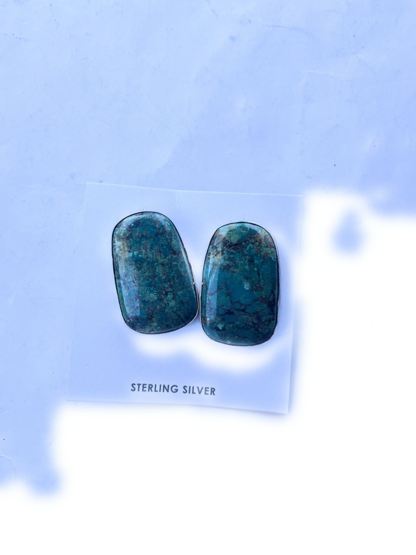 Handcrafted Sterling Silver & Turquoise Post Earrings Signed P Skeets