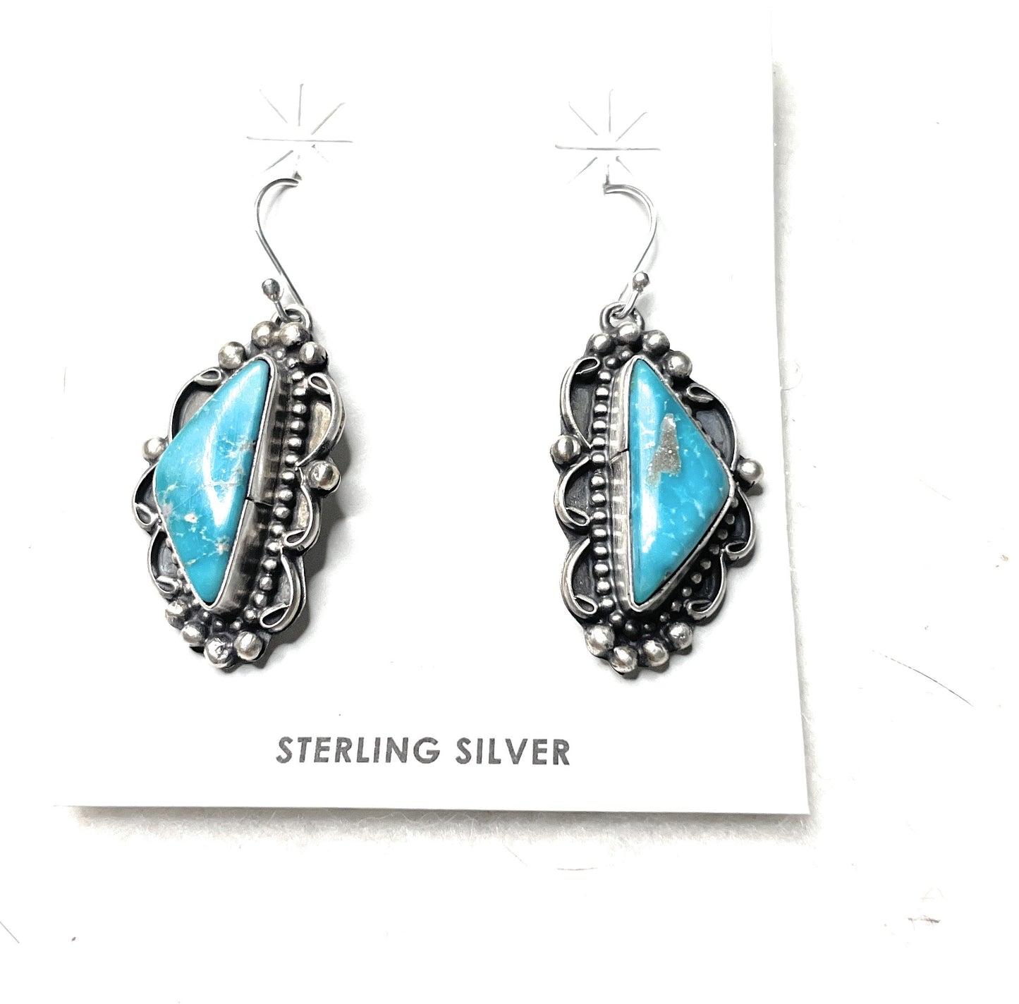 Handcrafted Sterling Silver & Turquoise Dangle Earrings Signed Sheila Becenti