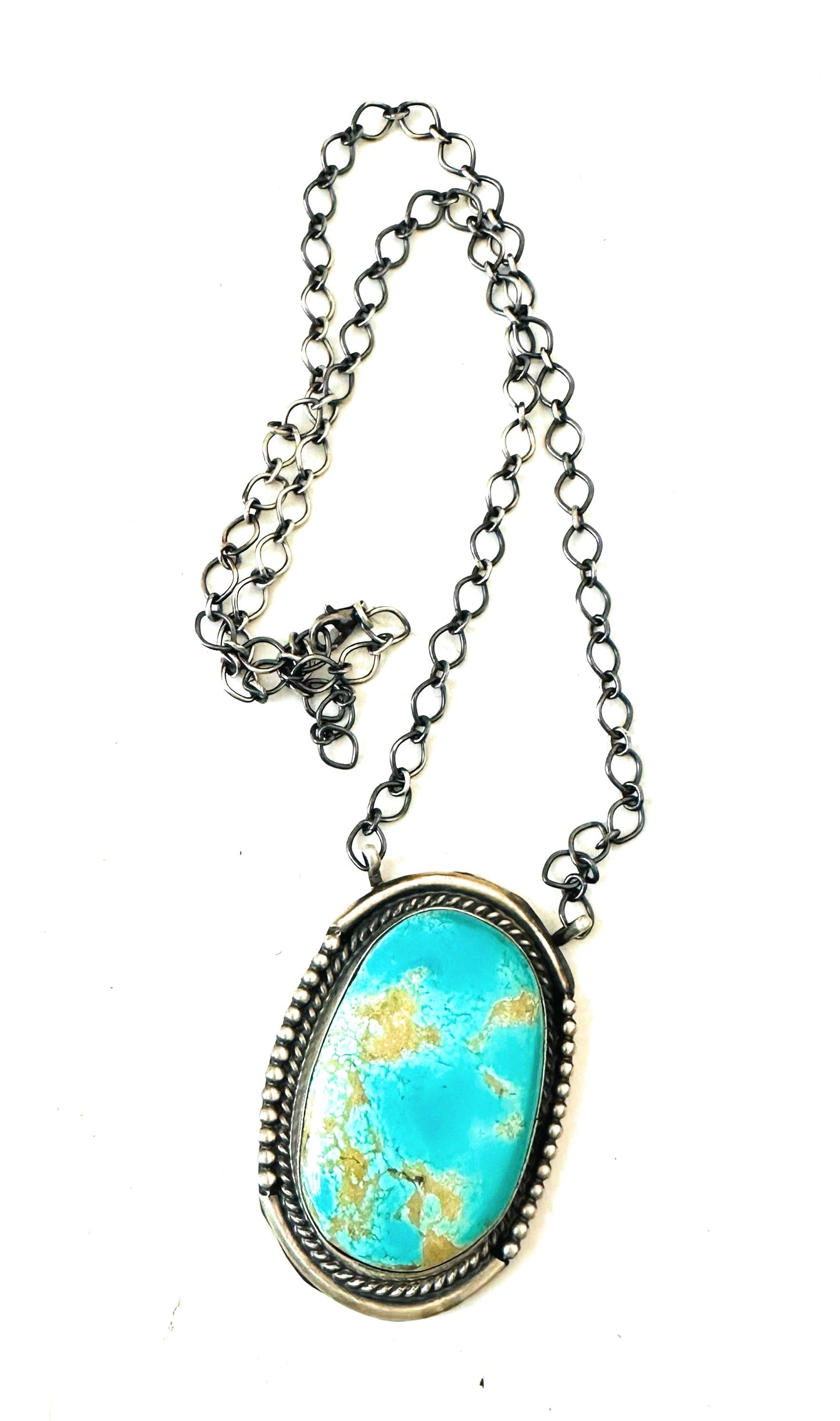 Handcrafted Sterling Silver & Kingman Turquoise Necklace