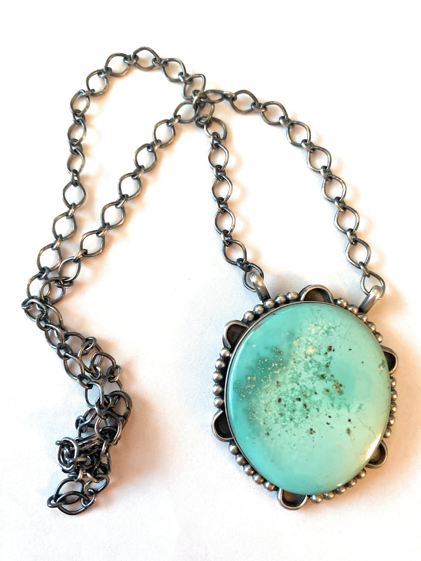 Handcrafted Sterling Silver & Kingman Turquoise Necklace