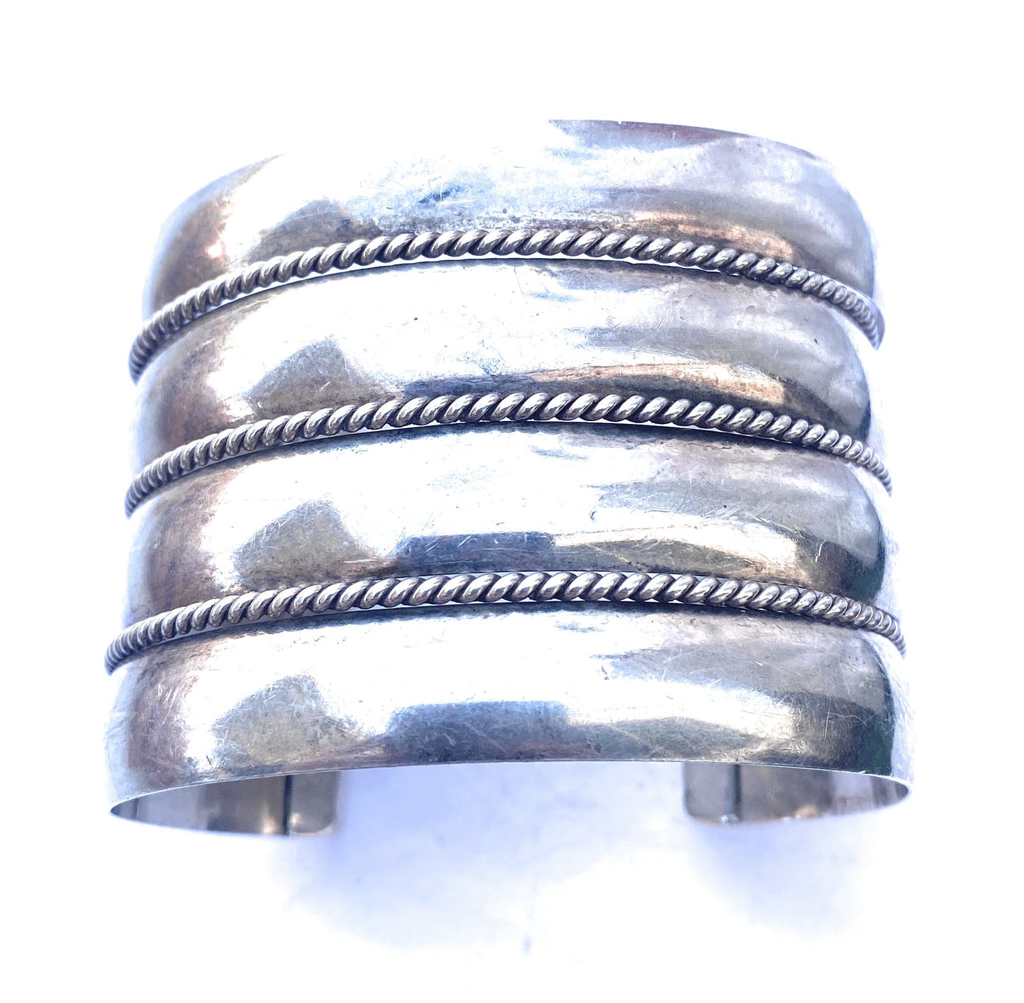 Handcrafted Vintage Sterling Silver Cuff Bracelet Signed