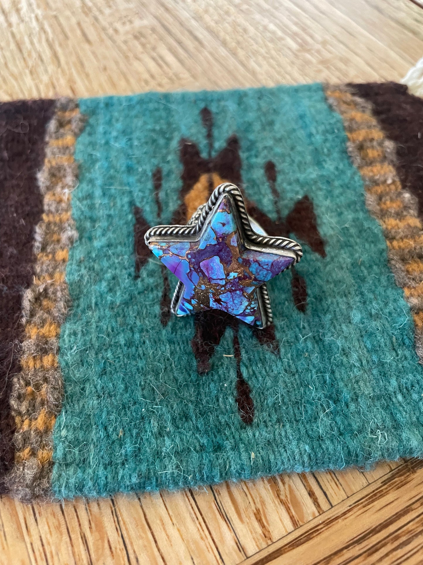 Navajo Purple Dream And Sterling Silver Star Adjustable Ring