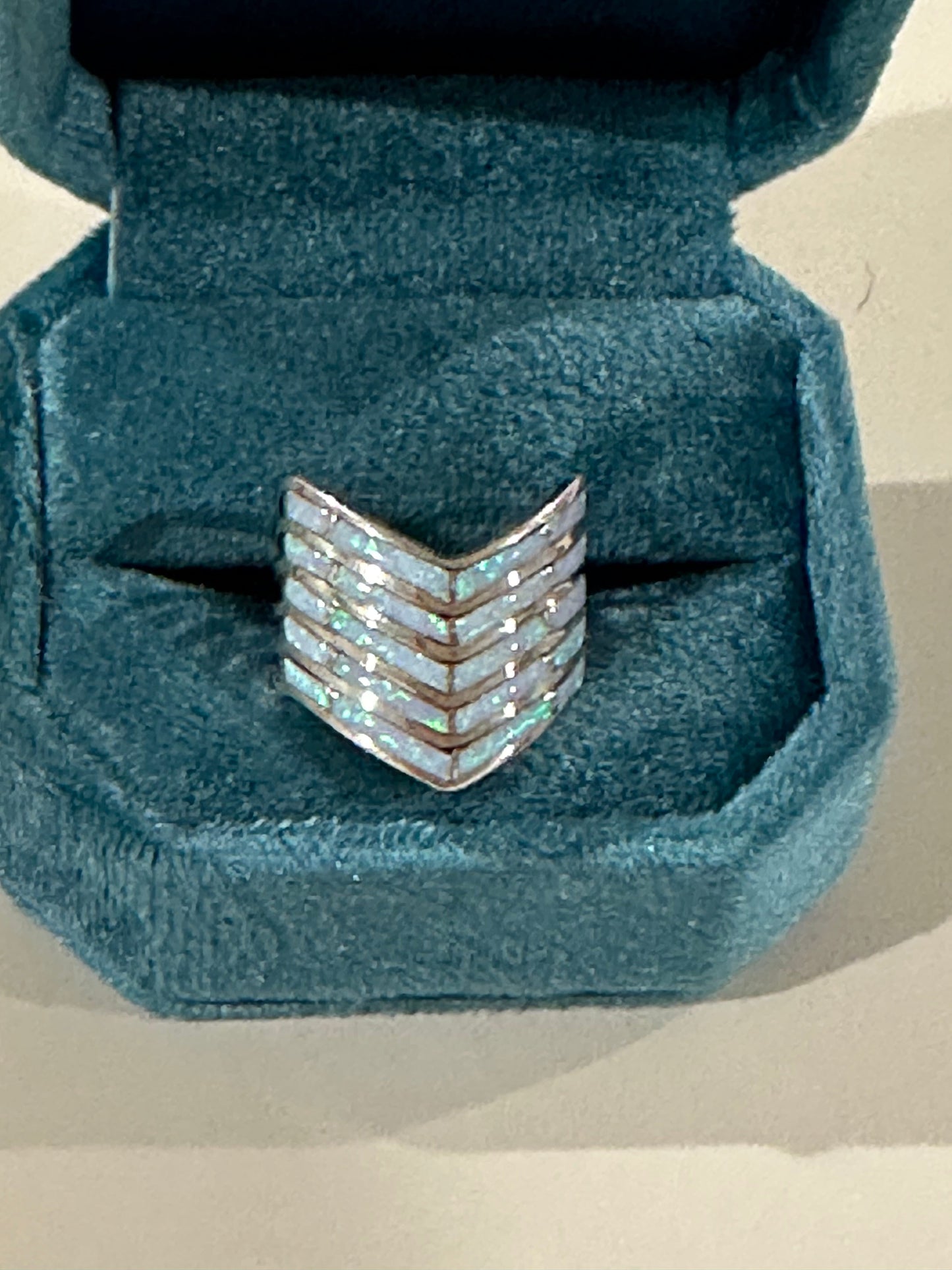Handcrafted White Fire Opal 5 Row Rings