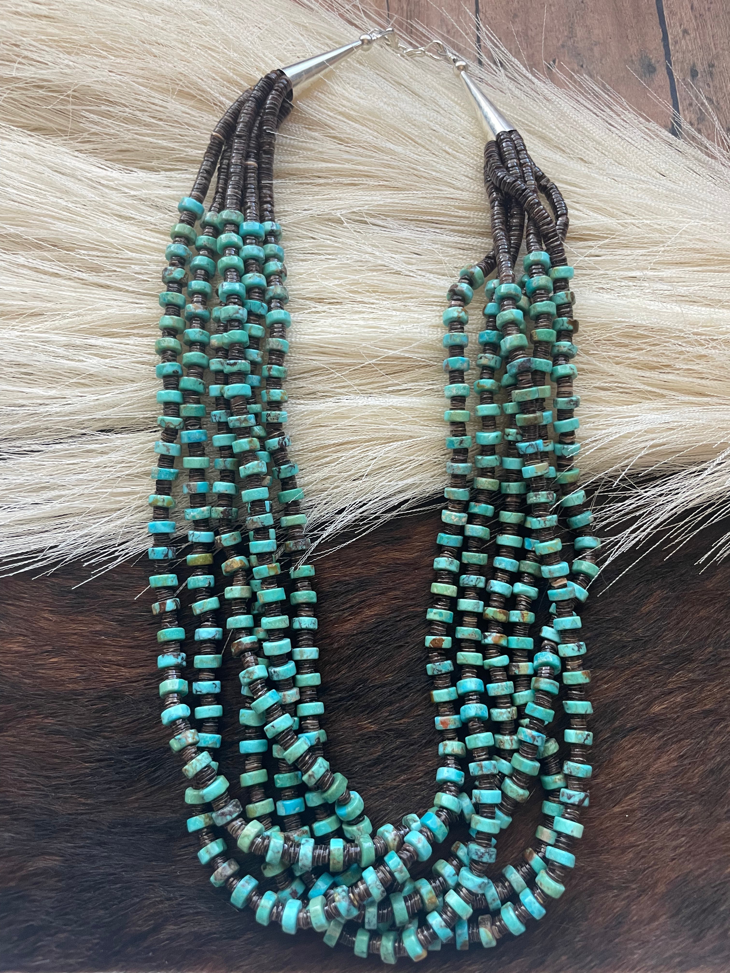 NAVAJO BEADS ターコイズ&シェルネックレス/60cm NAVAJO BEADS ターコイズ&シェルネックレス/60cm