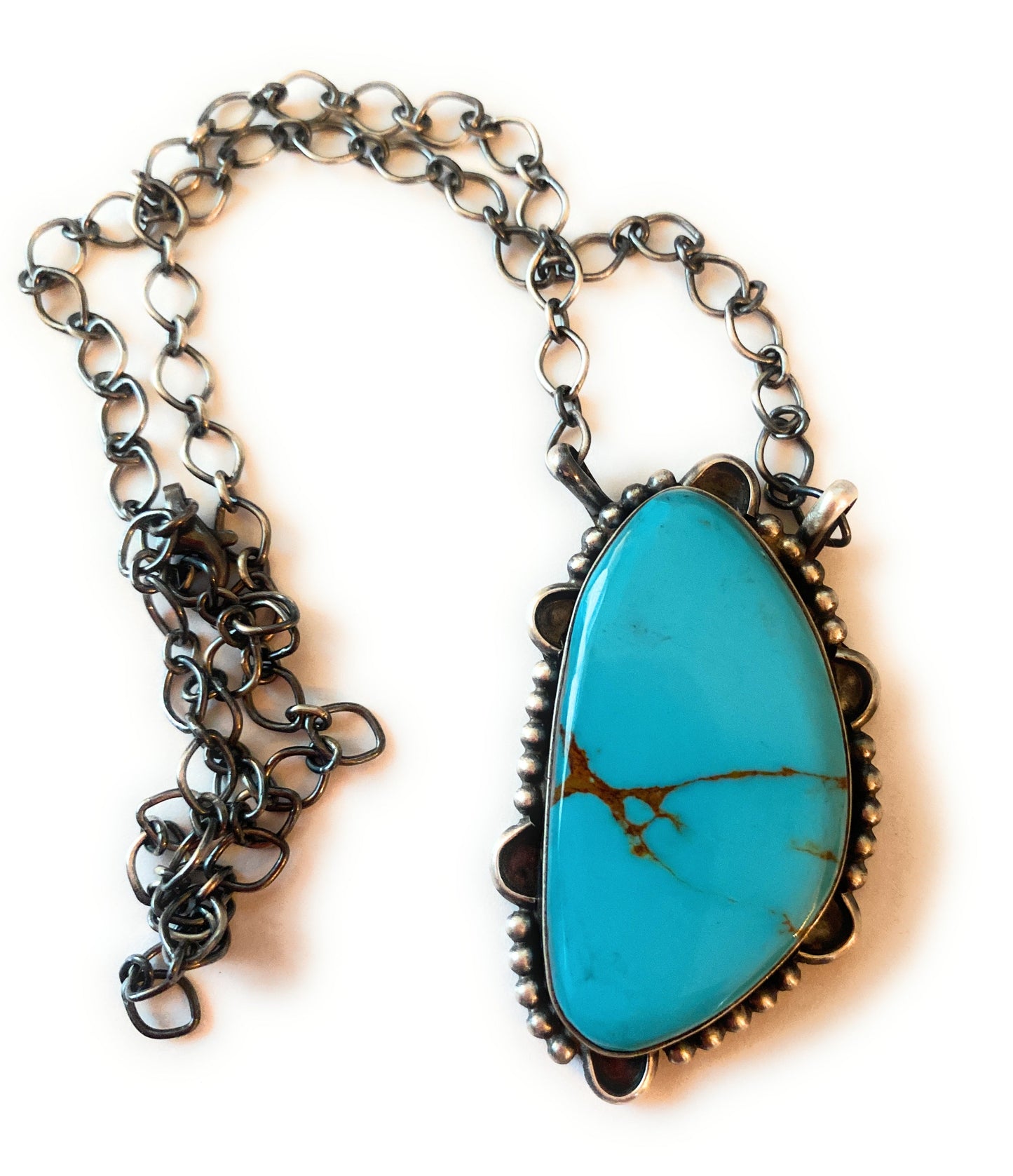 Handcrafted Sterling Silver & Kingman Turquoise Necklace