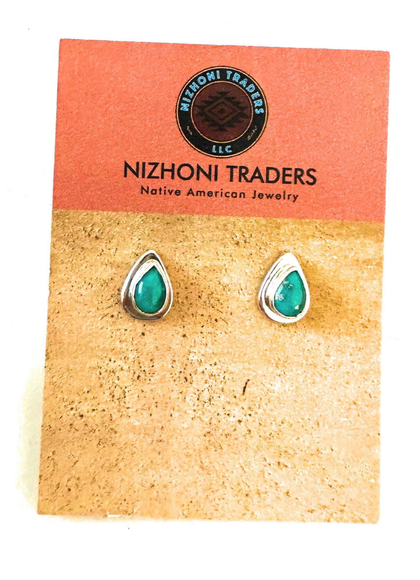 Handcrafted Turquoise & Sterling Silver Teardrop Stud Earrings