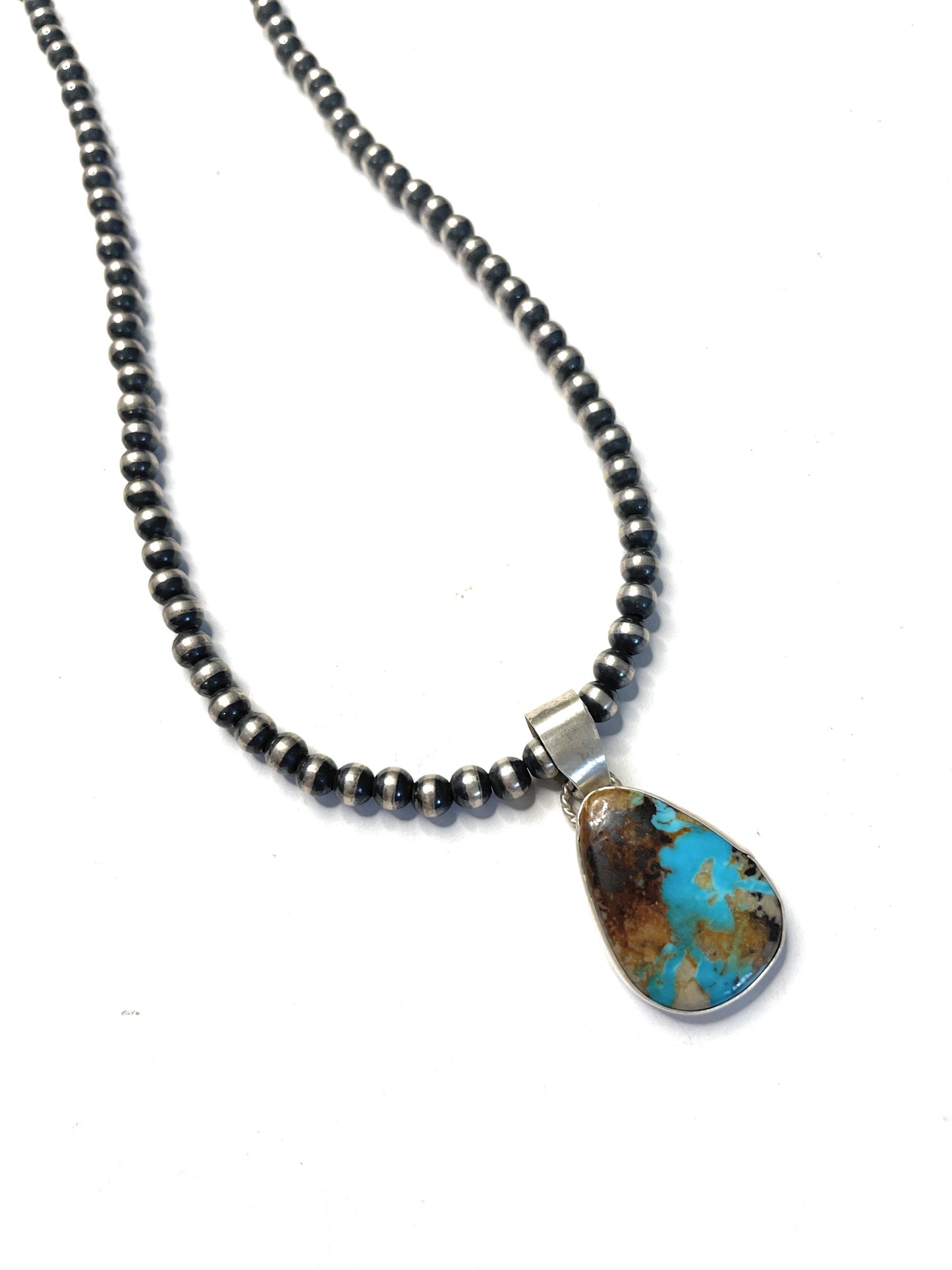 Handcrafted Turquoise And Sterling Silver Pendant Signed
