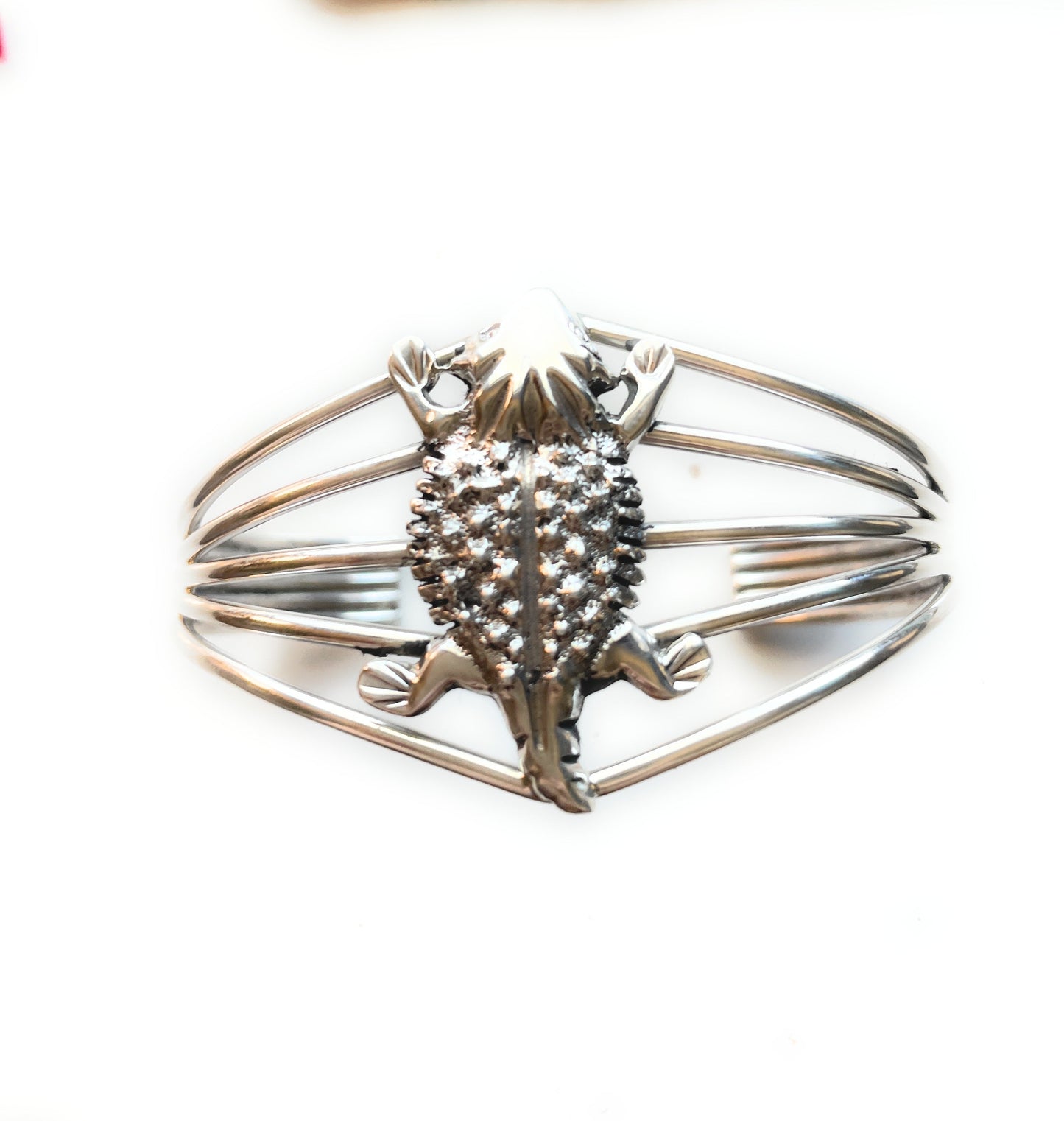 Handcrafted Sterling Silver Horny Toad Cuff Bracelet Signed